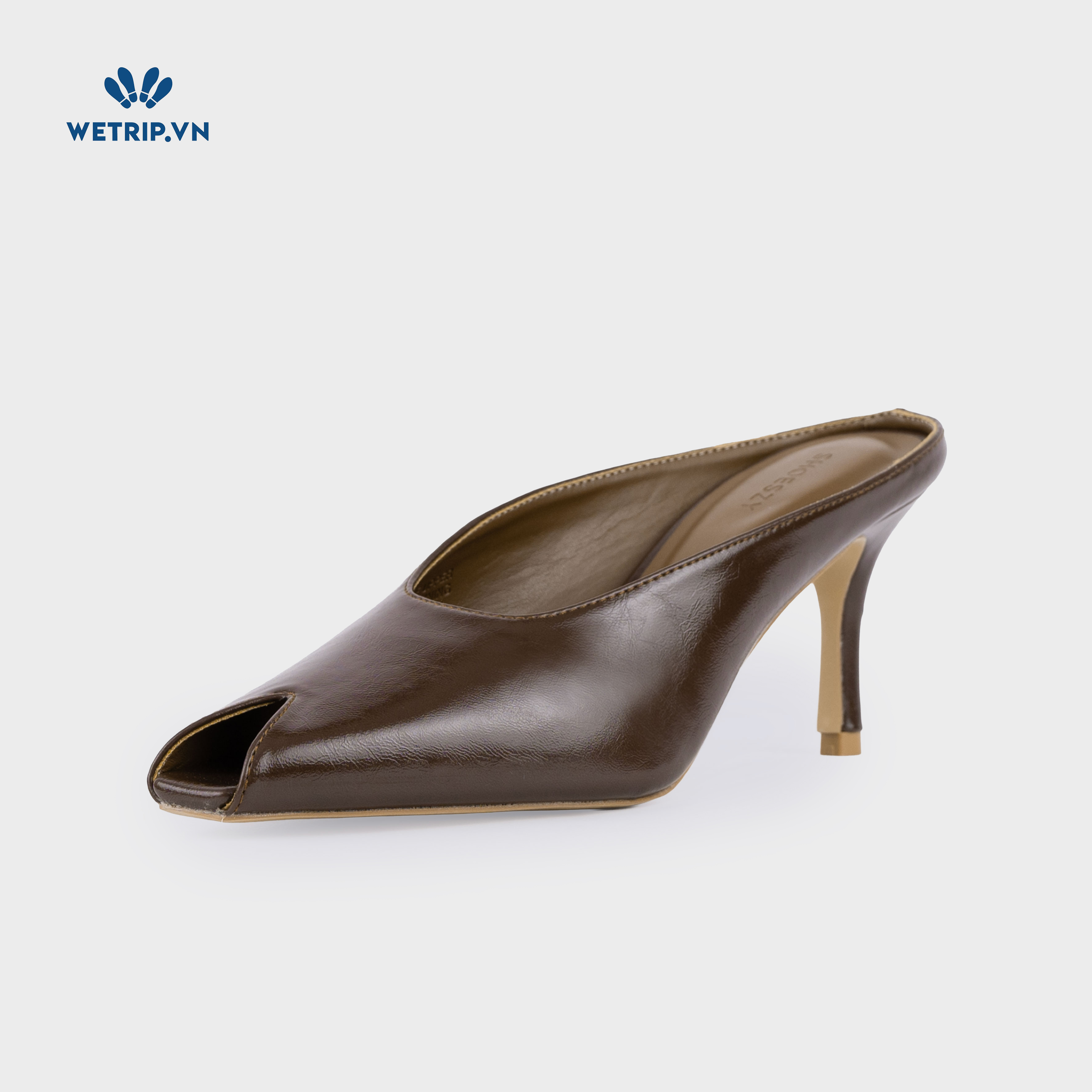 Espresso Shoeszy -Sục cao gót (7cm) màu nâu