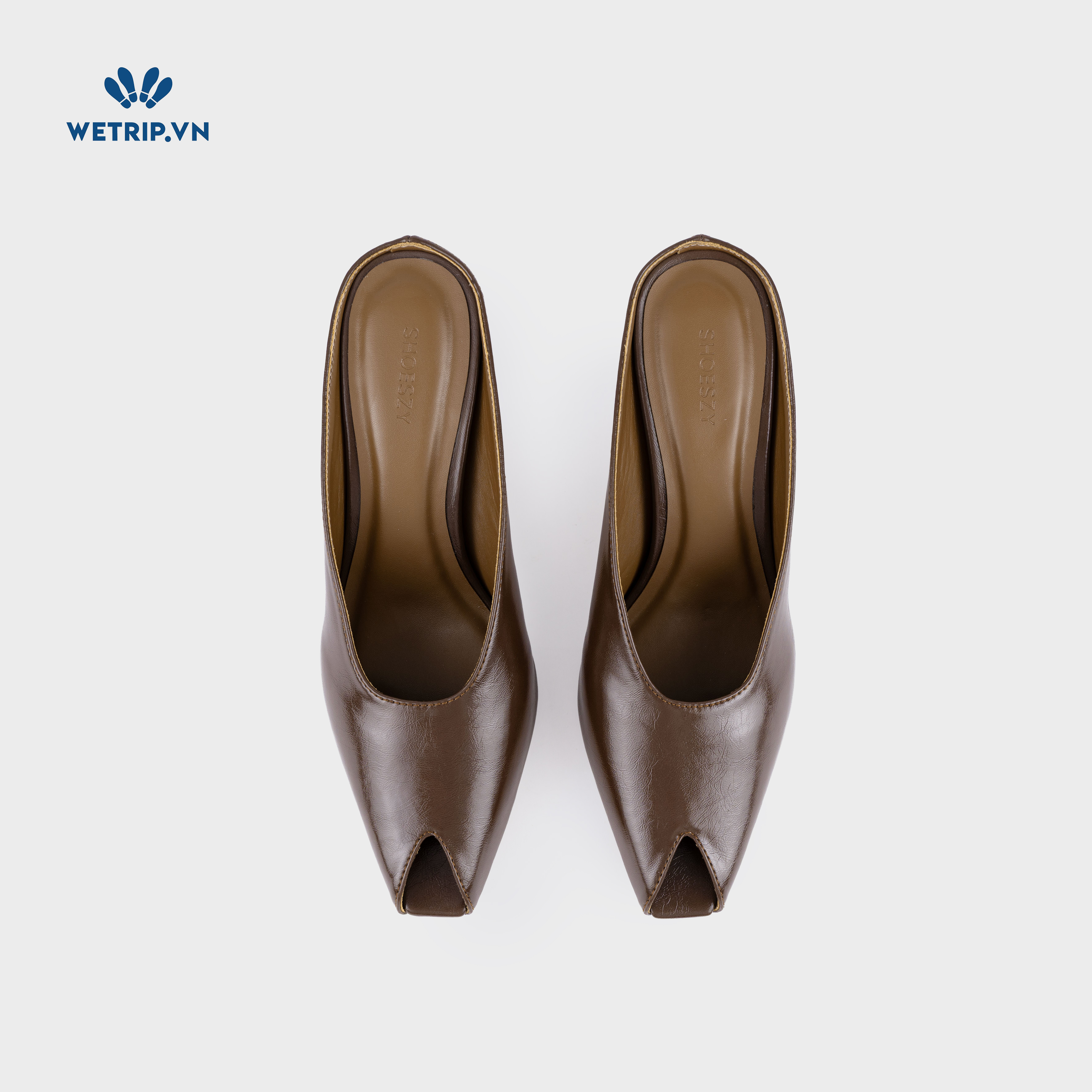 Espresso Shoeszy -Sục cao gót (7cm) màu nâu