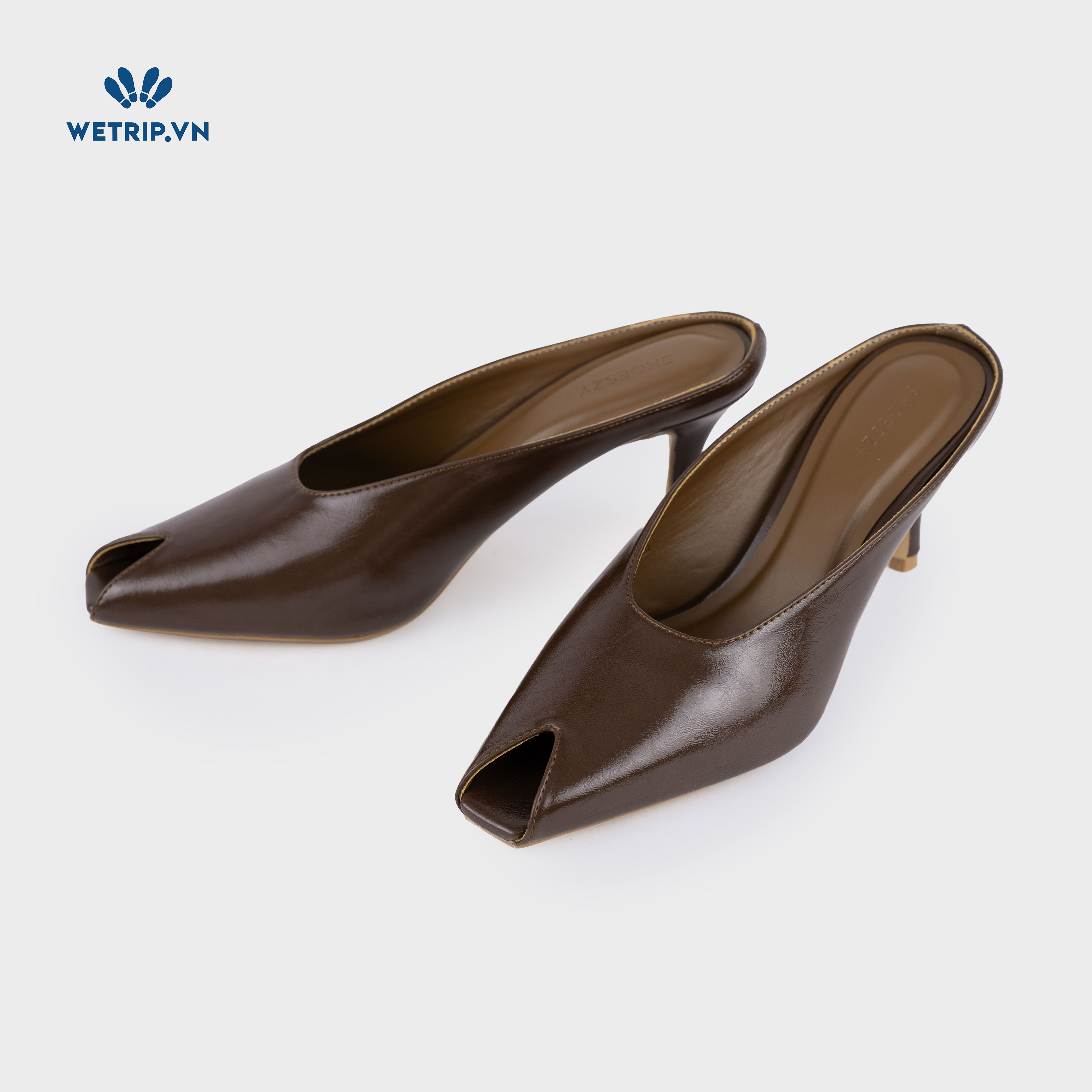 Espresso Shoeszy -Sục cao gót (7cm) màu nâu