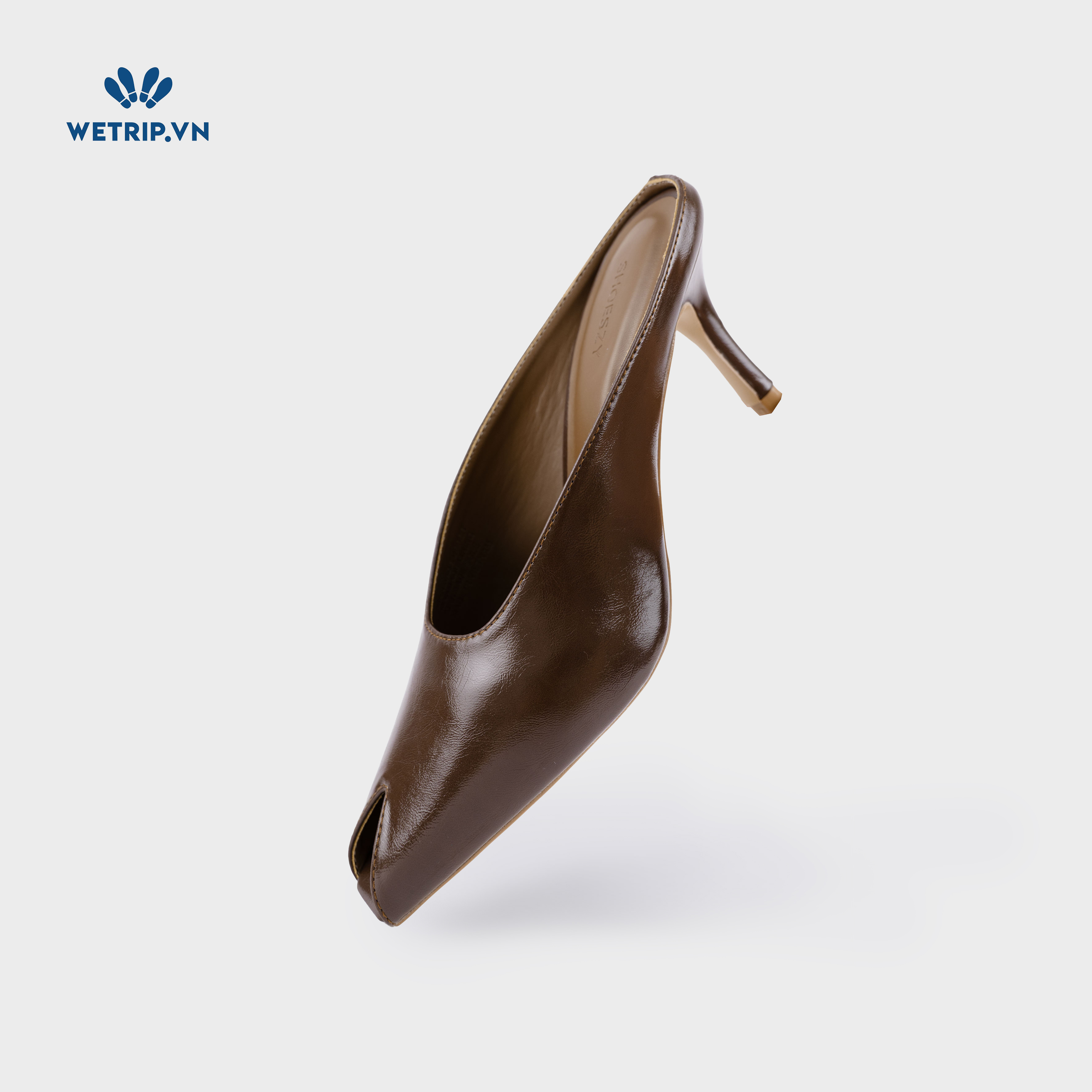 Espresso Shoeszy -Sục cao gót (7cm) màu nâu