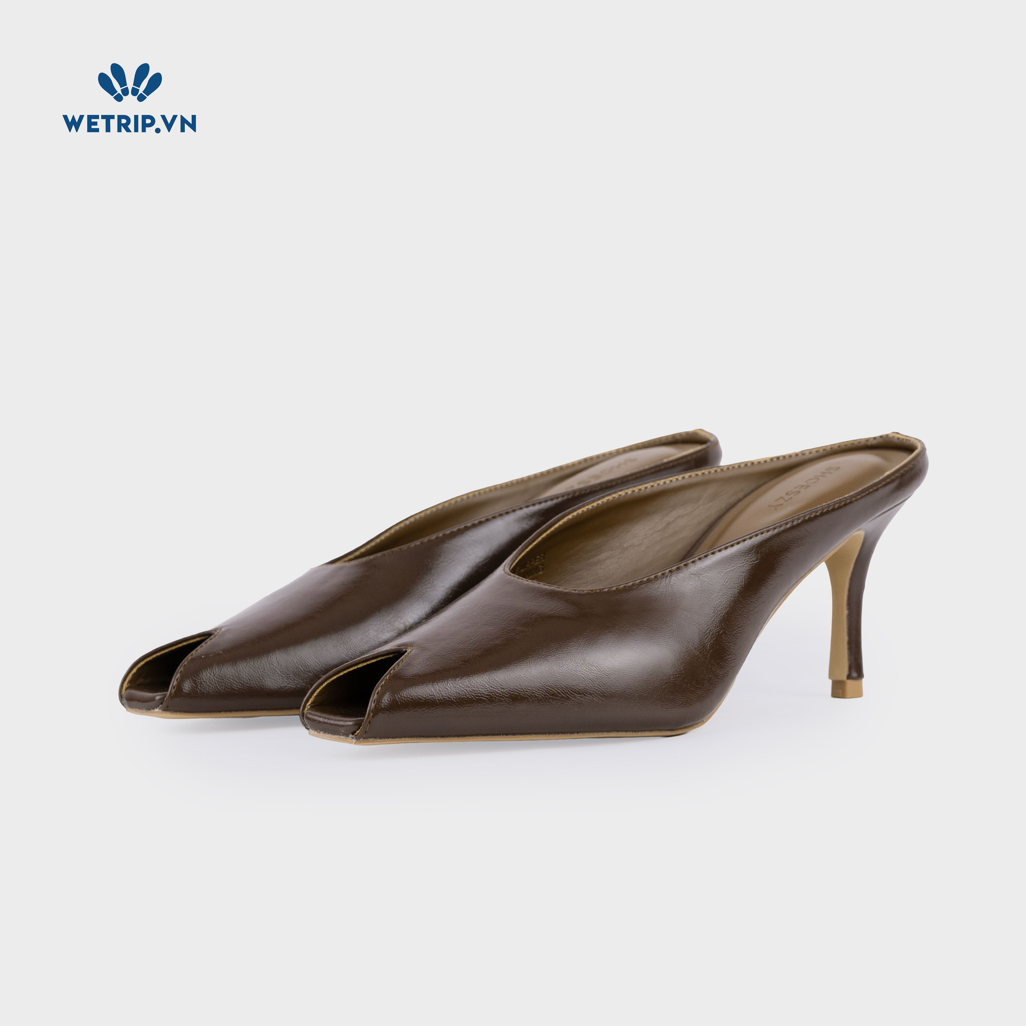 Espresso Shoeszy -Sục cao gót (7cm) màu nâu