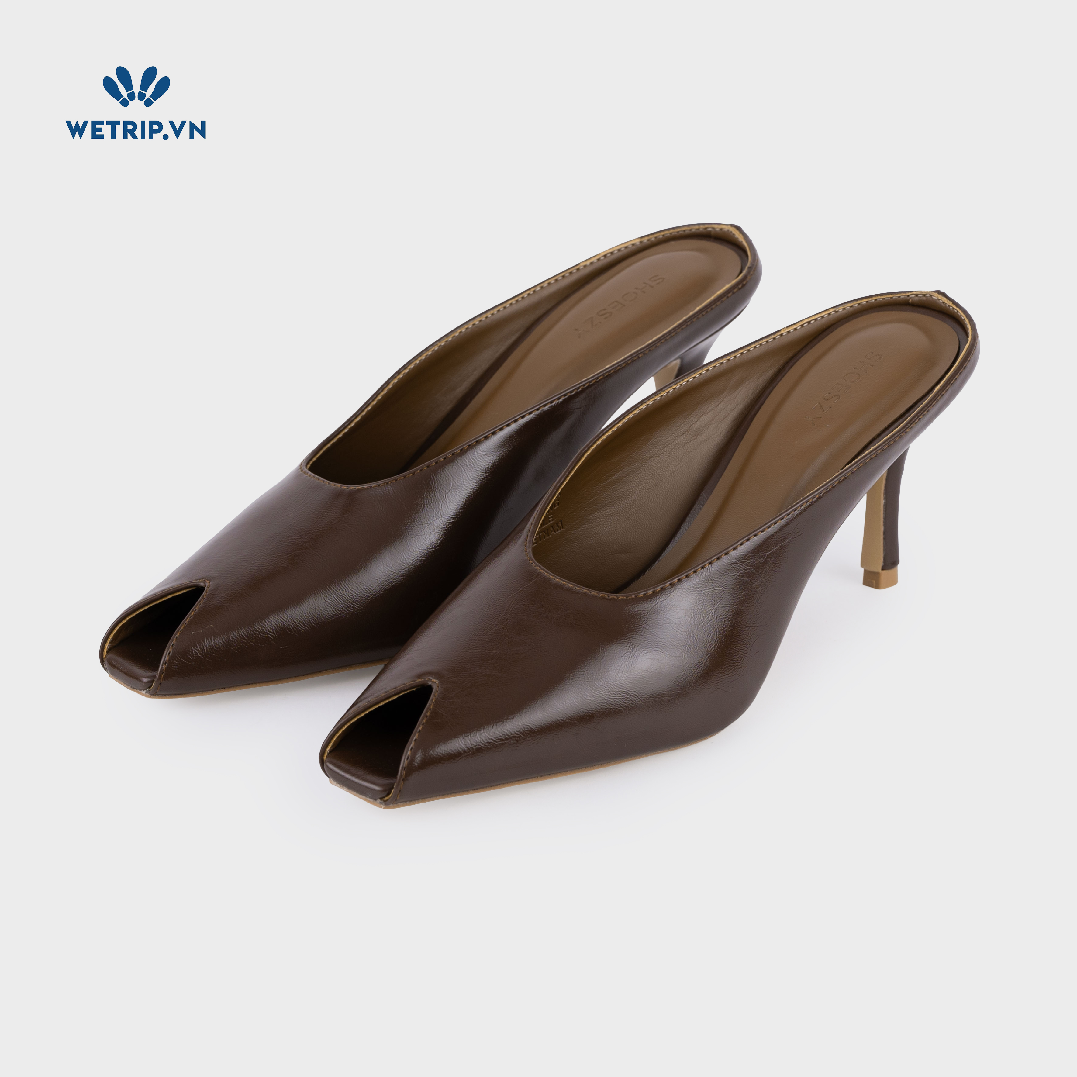 Espresso Shoeszy -Sục cao gót (7cm) màu nâu