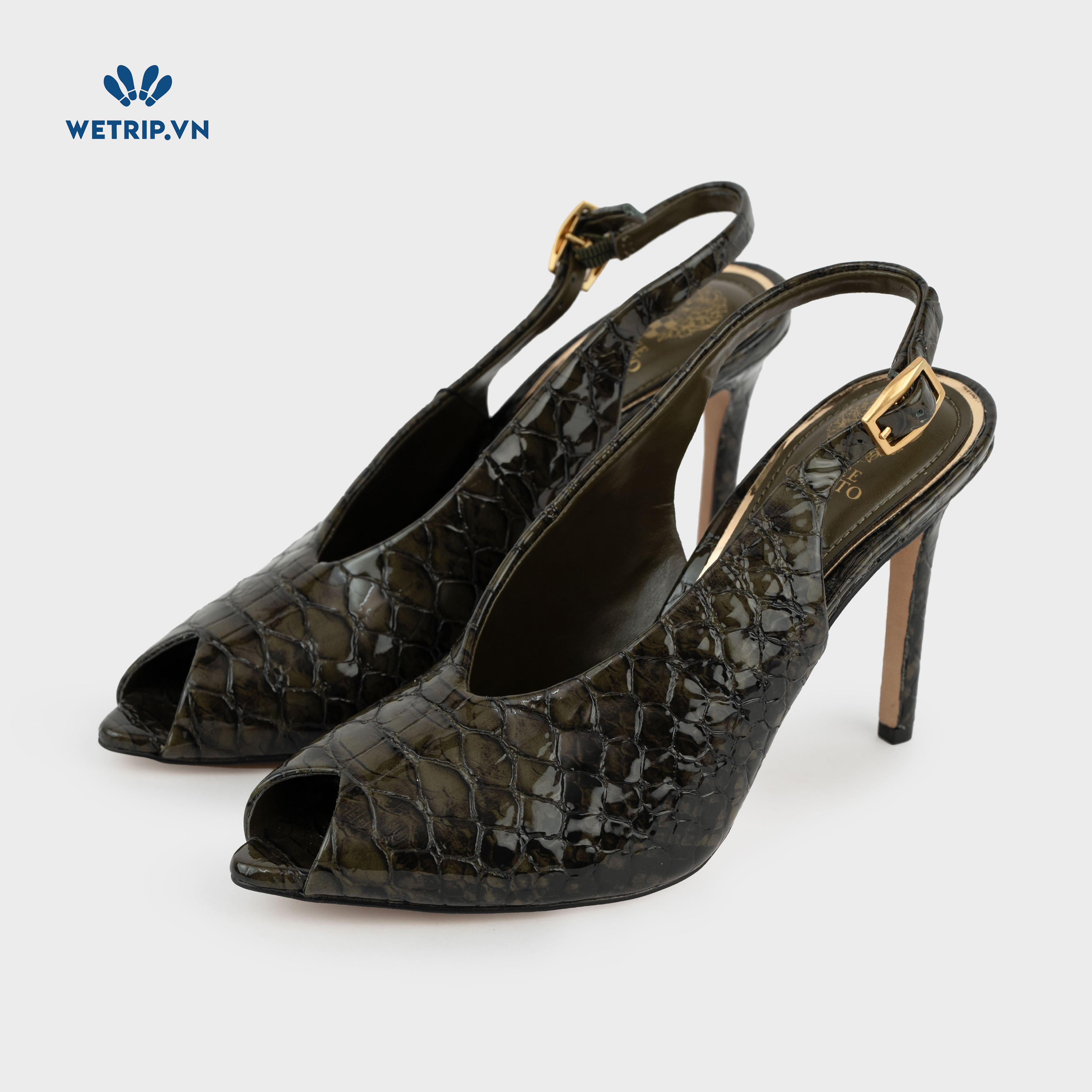 Giày Cao Gót Vince Camuto (da bóng, màu rêu) Mã GCG-VC-010-C