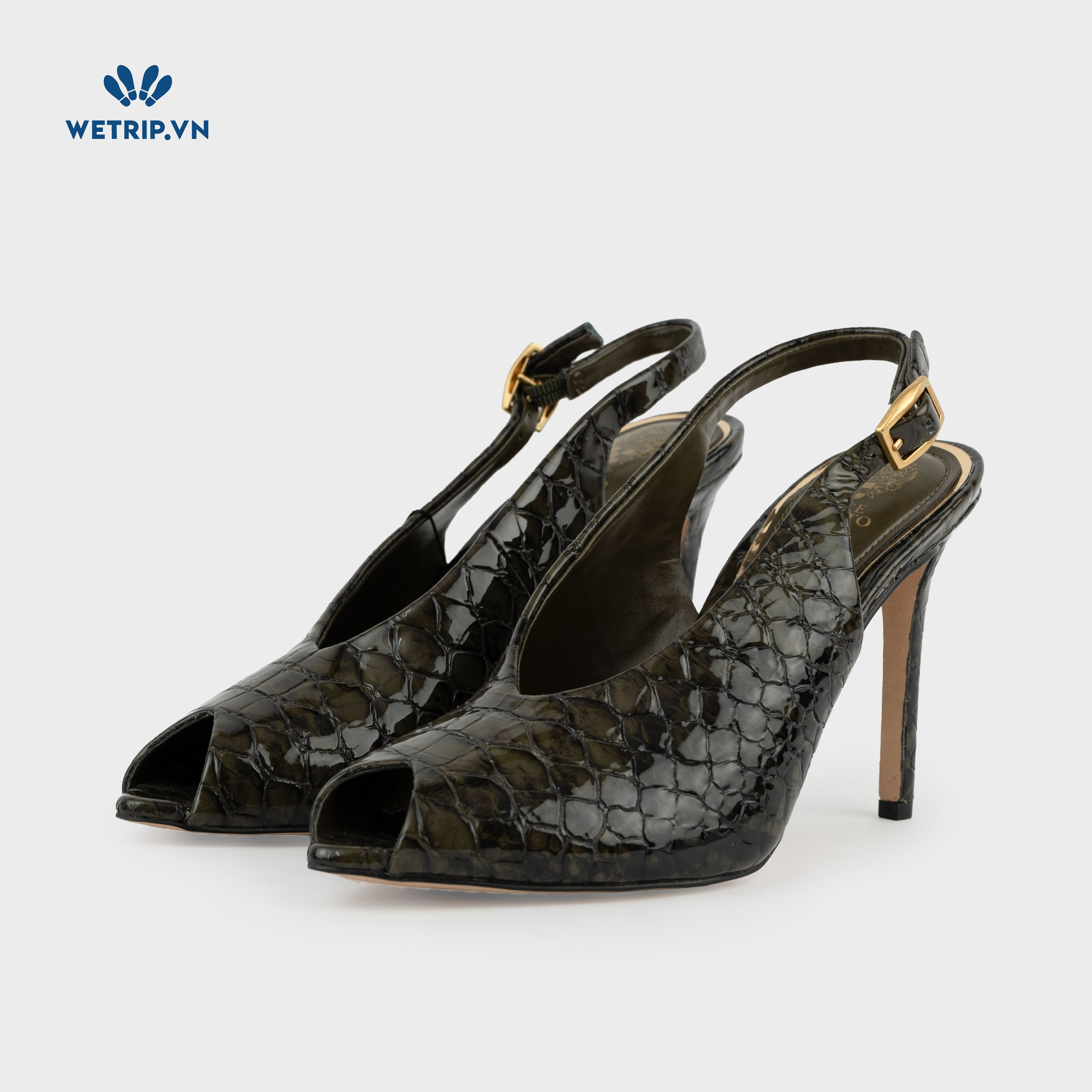 Giày Cao Gót Vince Camuto (da bóng, màu rêu) Mã GCG-VC-010-C