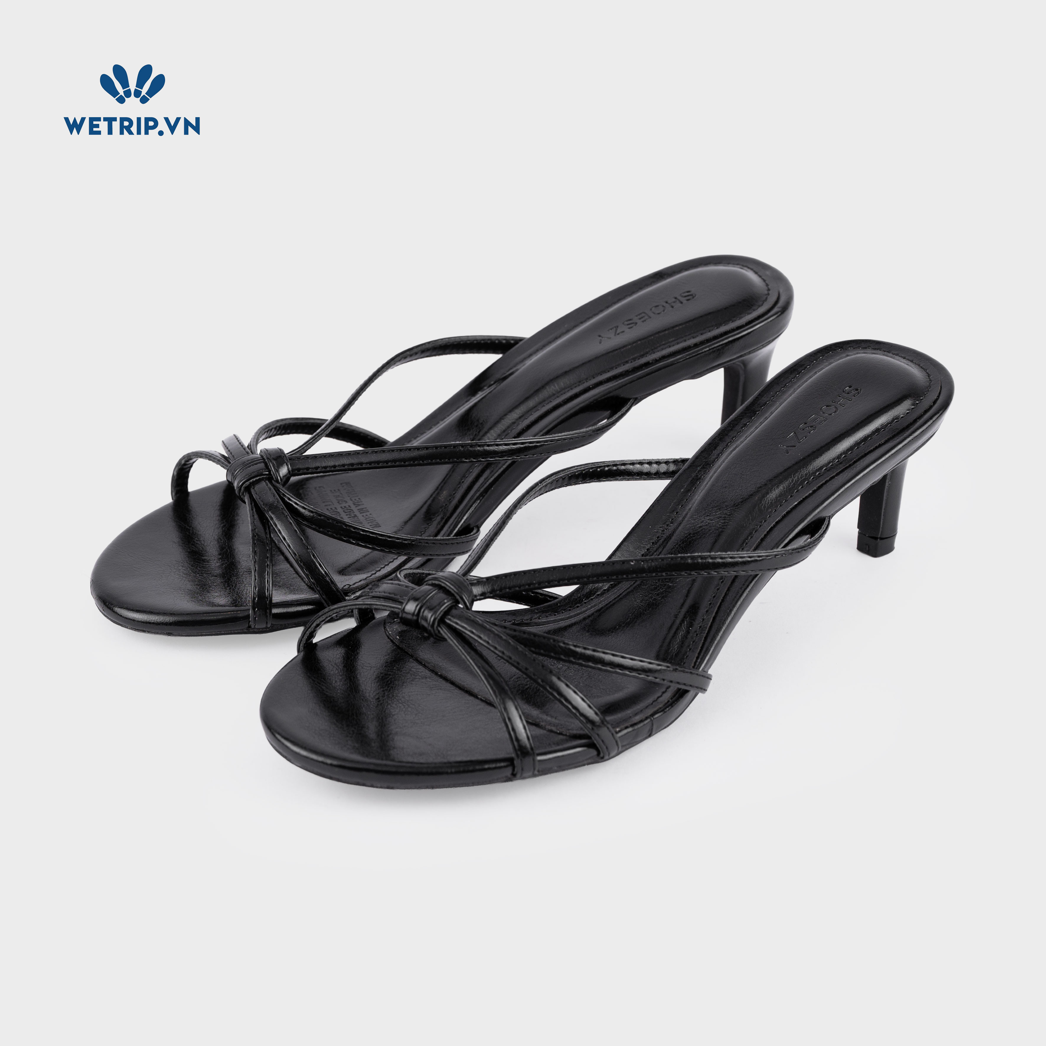 Latte Shoeszy - sandal cao gót (6cm) màu đen