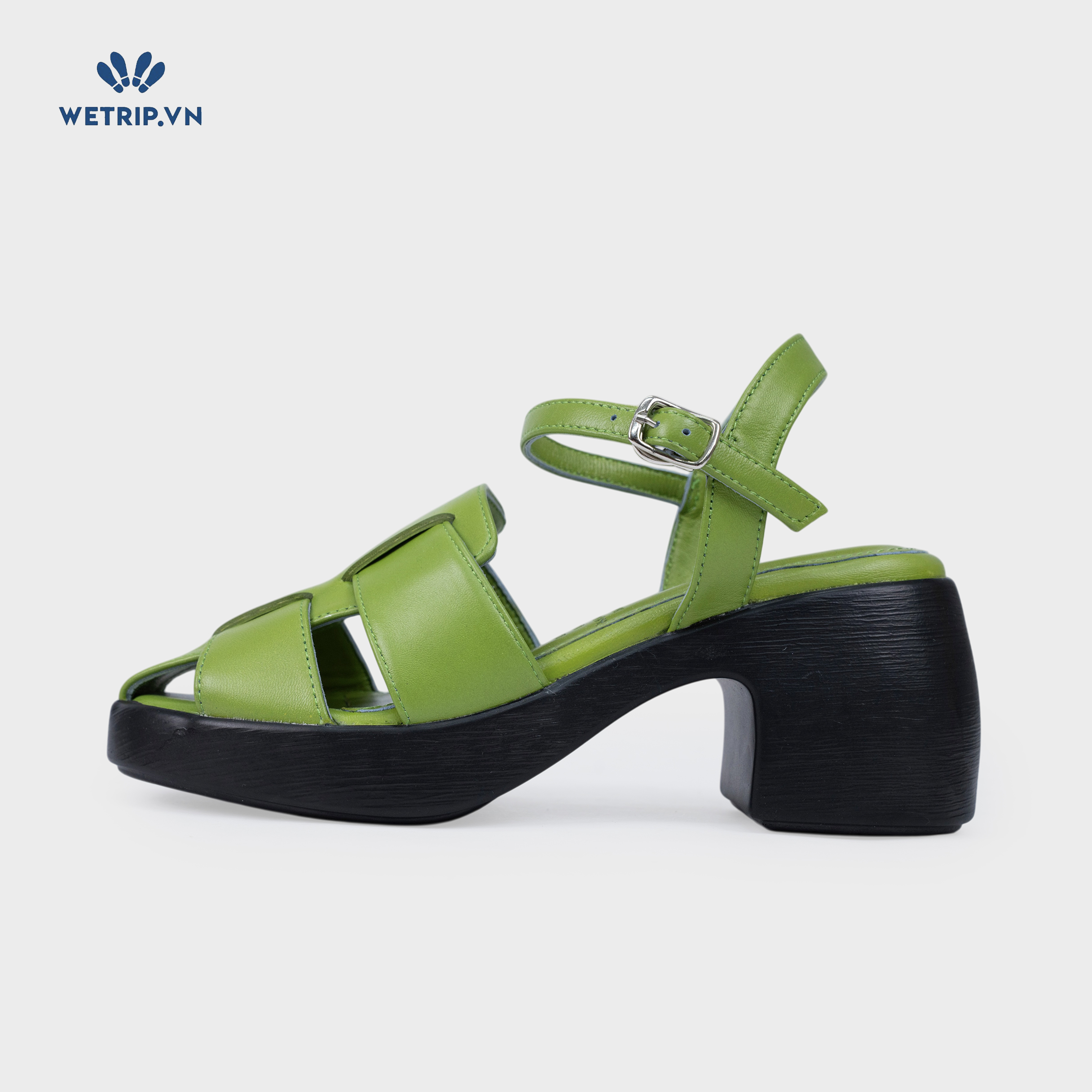 Sandal Cao Gót KUMOO ANISA Fisherman Sandal (Xanh Matcha - Vàng Nhạt) Mã SDCG-KUMO-010-D1