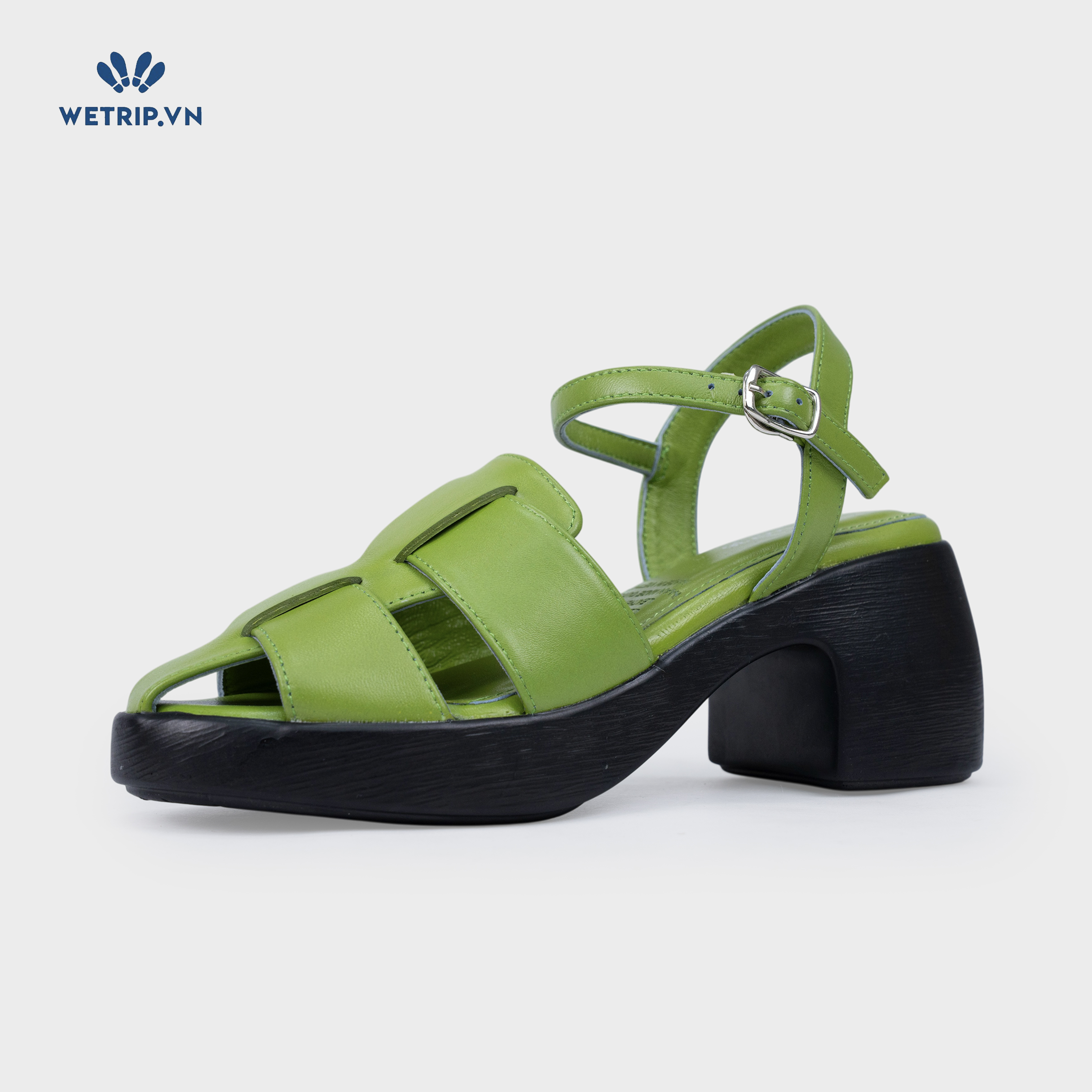 Sandal Cao Gót KUMOO ANISA Fisherman Sandal (Xanh Matcha - Vàng Nhạt) Mã SDCG-KUMO-010-D1