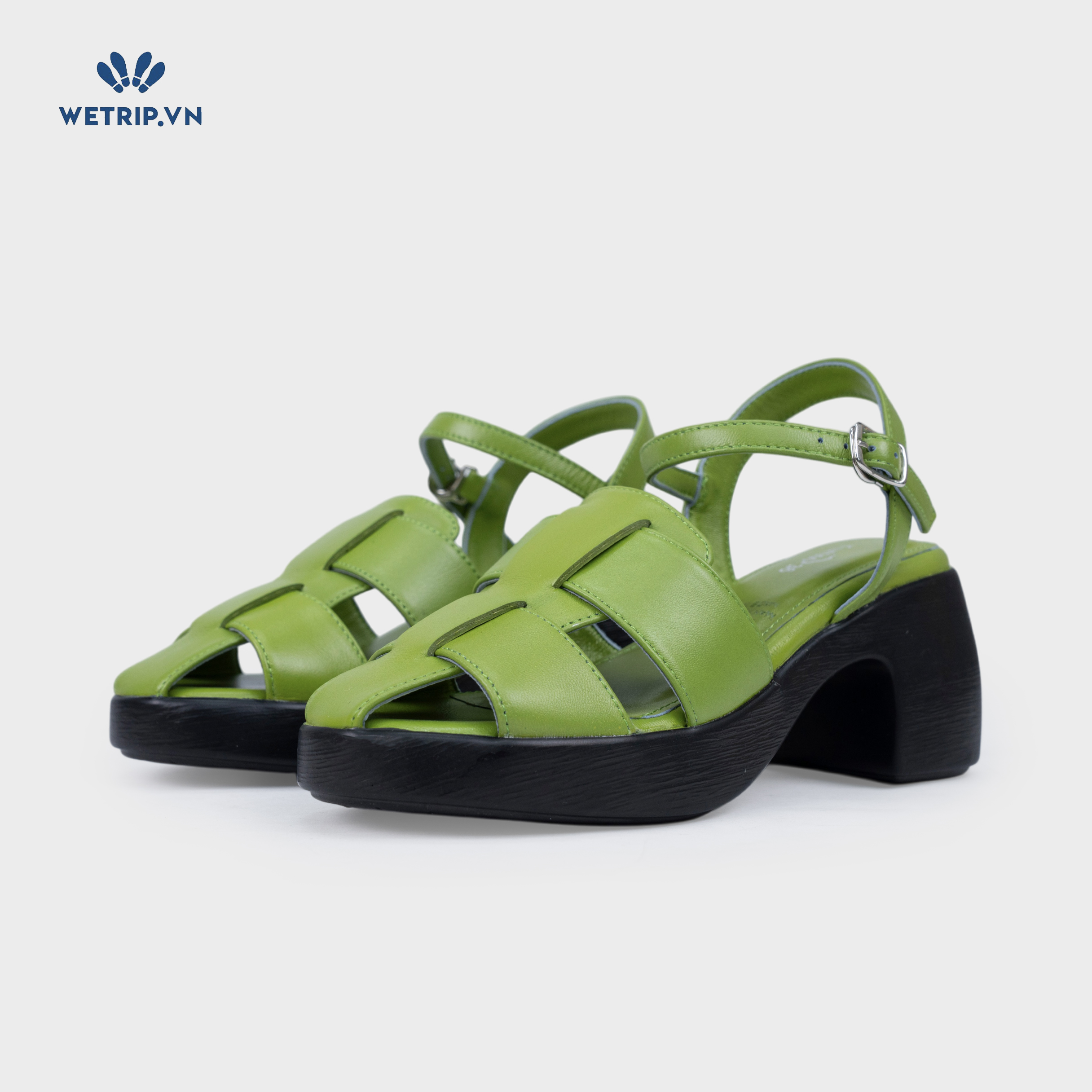 Sandal Cao Gót KUMOO ANISA Fisherman Sandal (Xanh Matcha - Vàng Nhạt) Mã SDCG-KUMO-010-D1