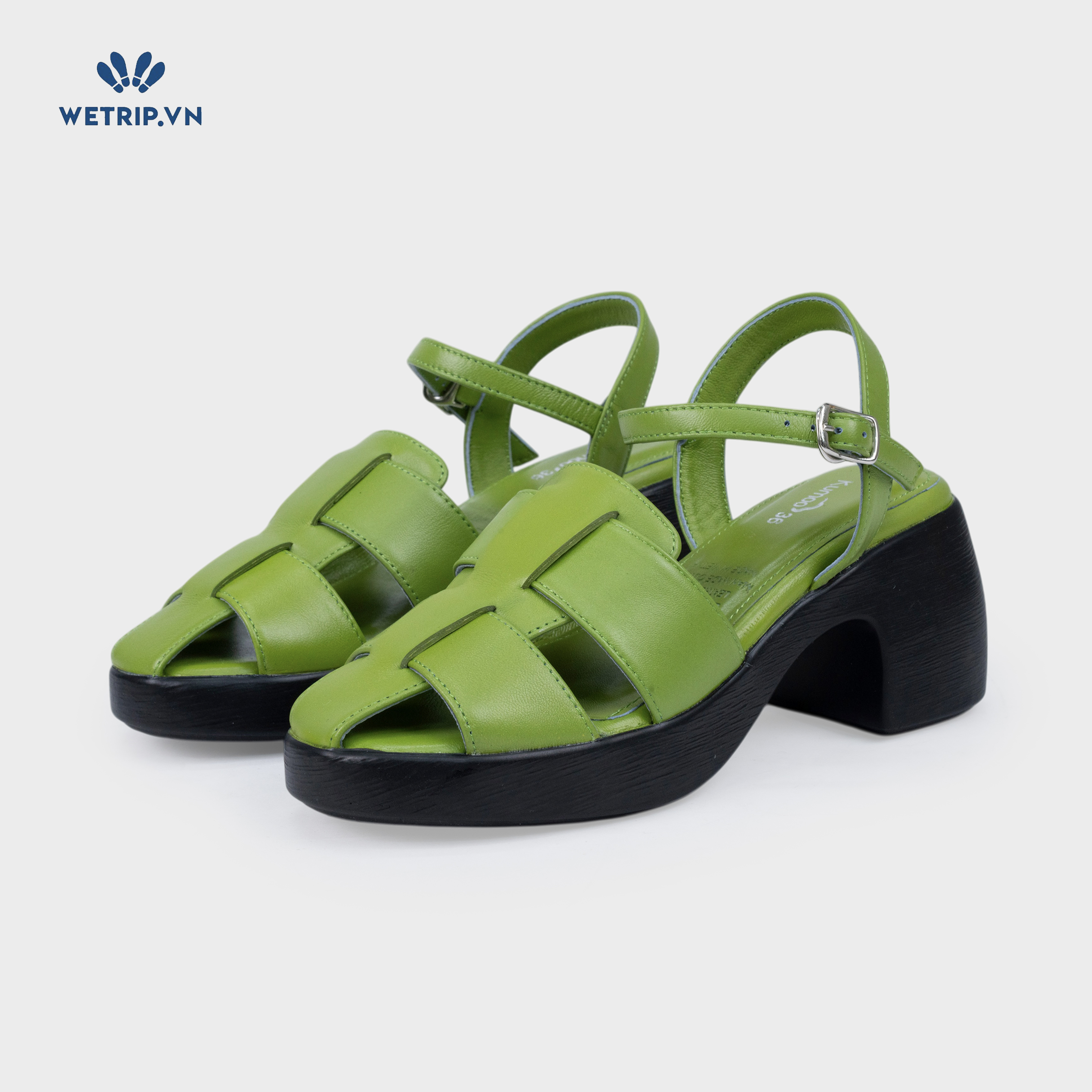 Sandal Cao Gót KUMOO ANISA Fisherman Sandal (Xanh Matcha - Vàng Nhạt) Mã SDCG-KUMO-010-D1