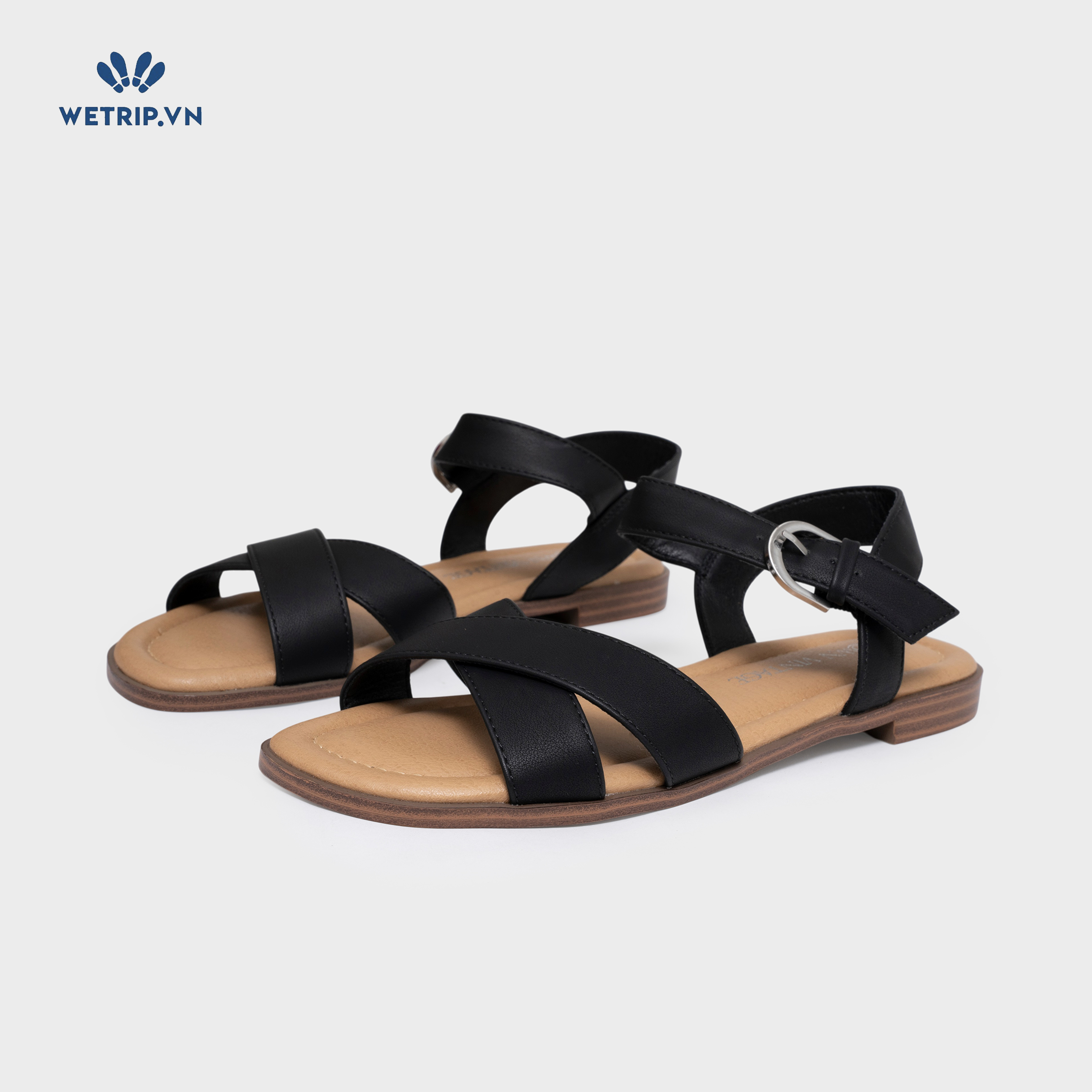 Sandal Crown Vintage (quai đen, đế nâu) Mã SD-CVT-004-A