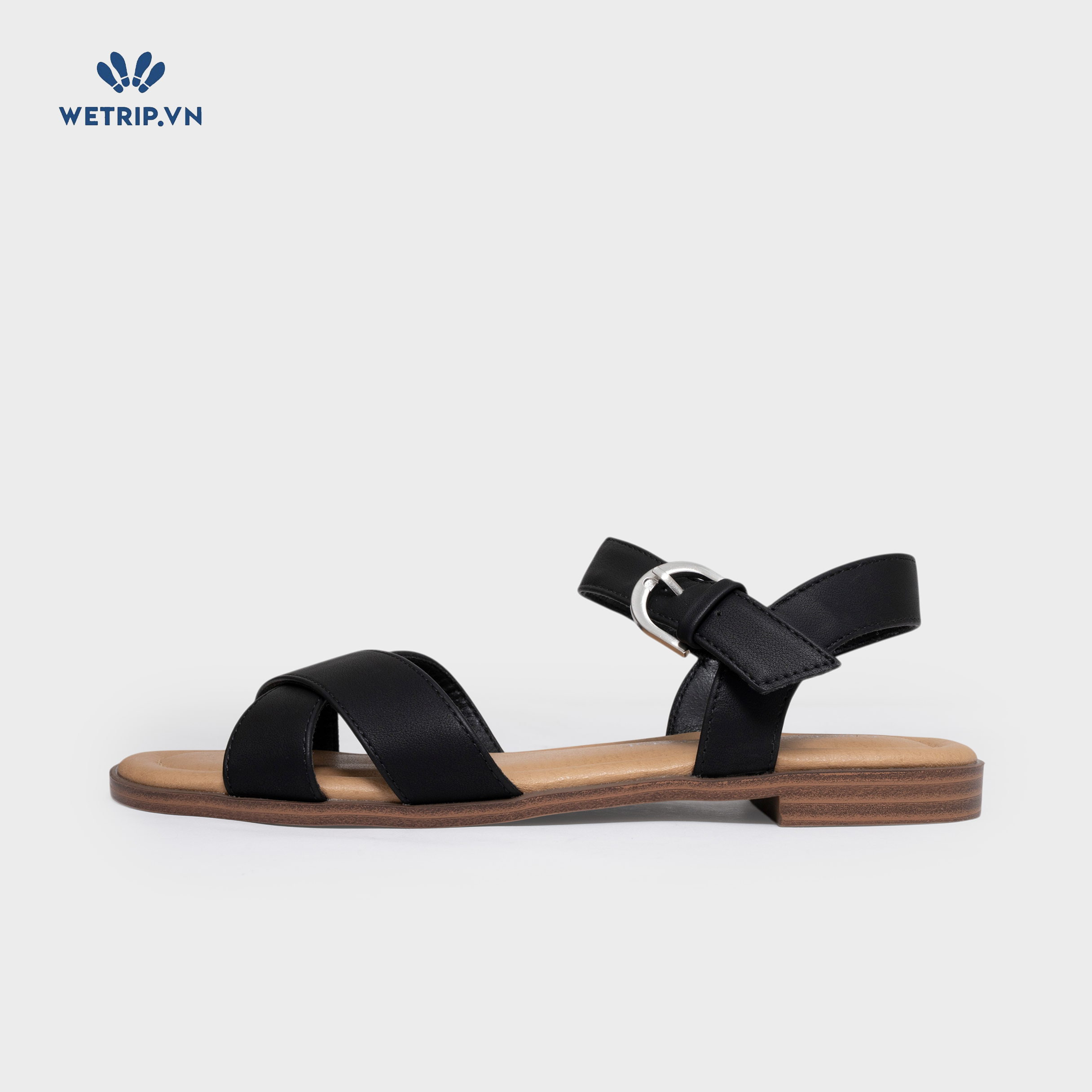 Sandal Crown Vintage (quai đen, đế nâu) Mã SD-CVT-004-A
