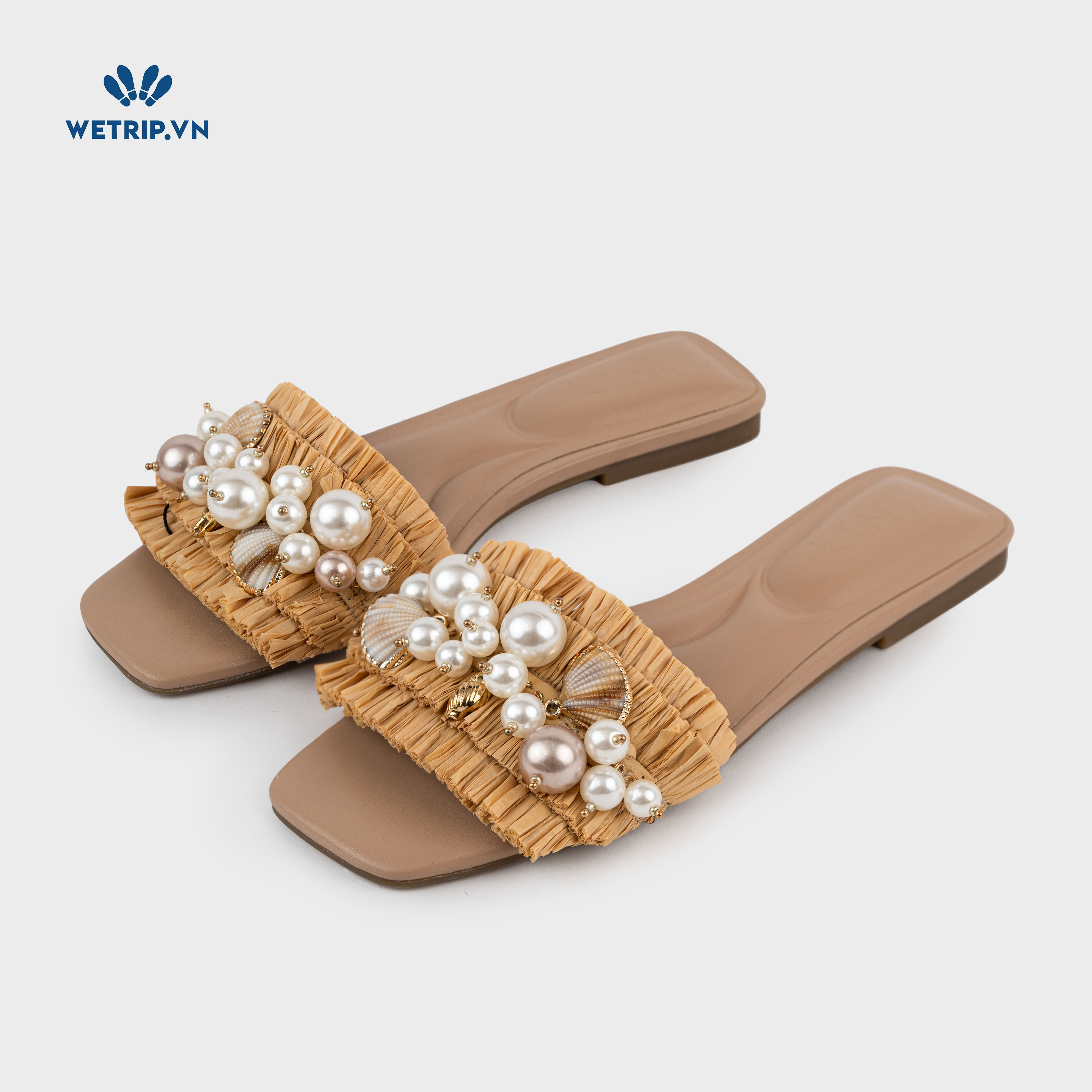 Sandal I.N.C (kem, quay đính ngọc) Mã SD-INC-005-A
