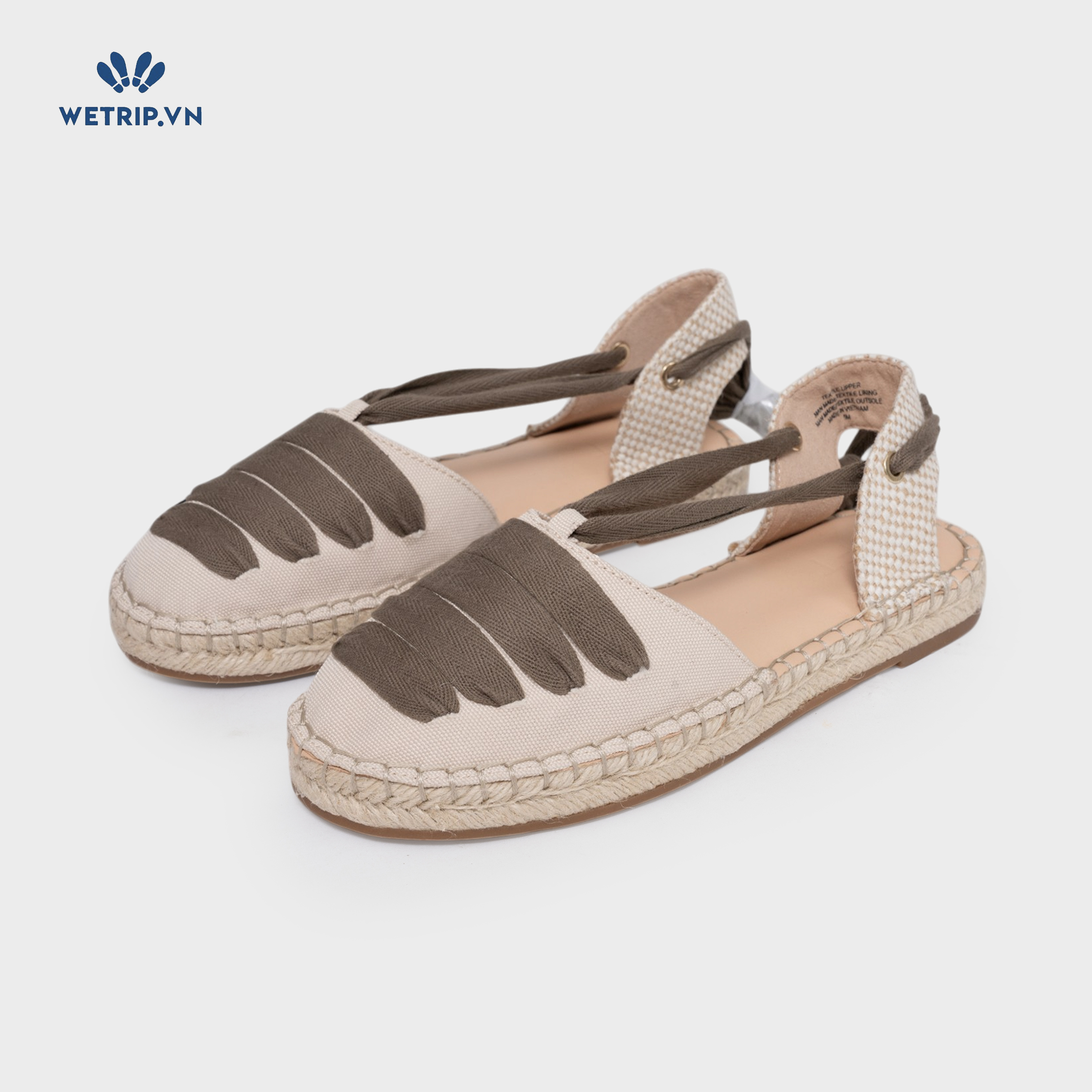 Sandal Loft (vải kem, dây xanh) Mã SD-LOFT-003-A