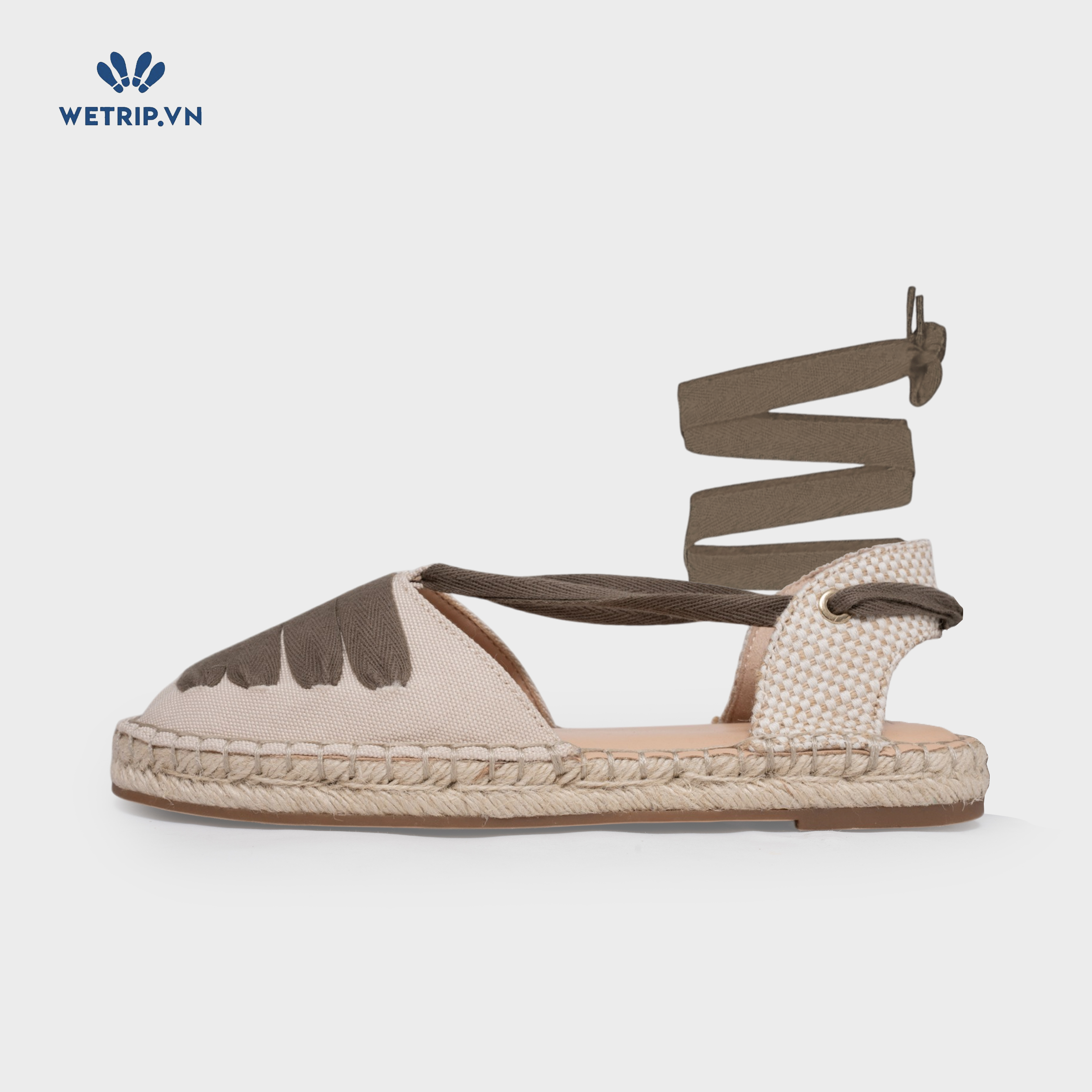 Sandal Loft (vải kem, dây xanh) Mã SD-LOFT-003-A
