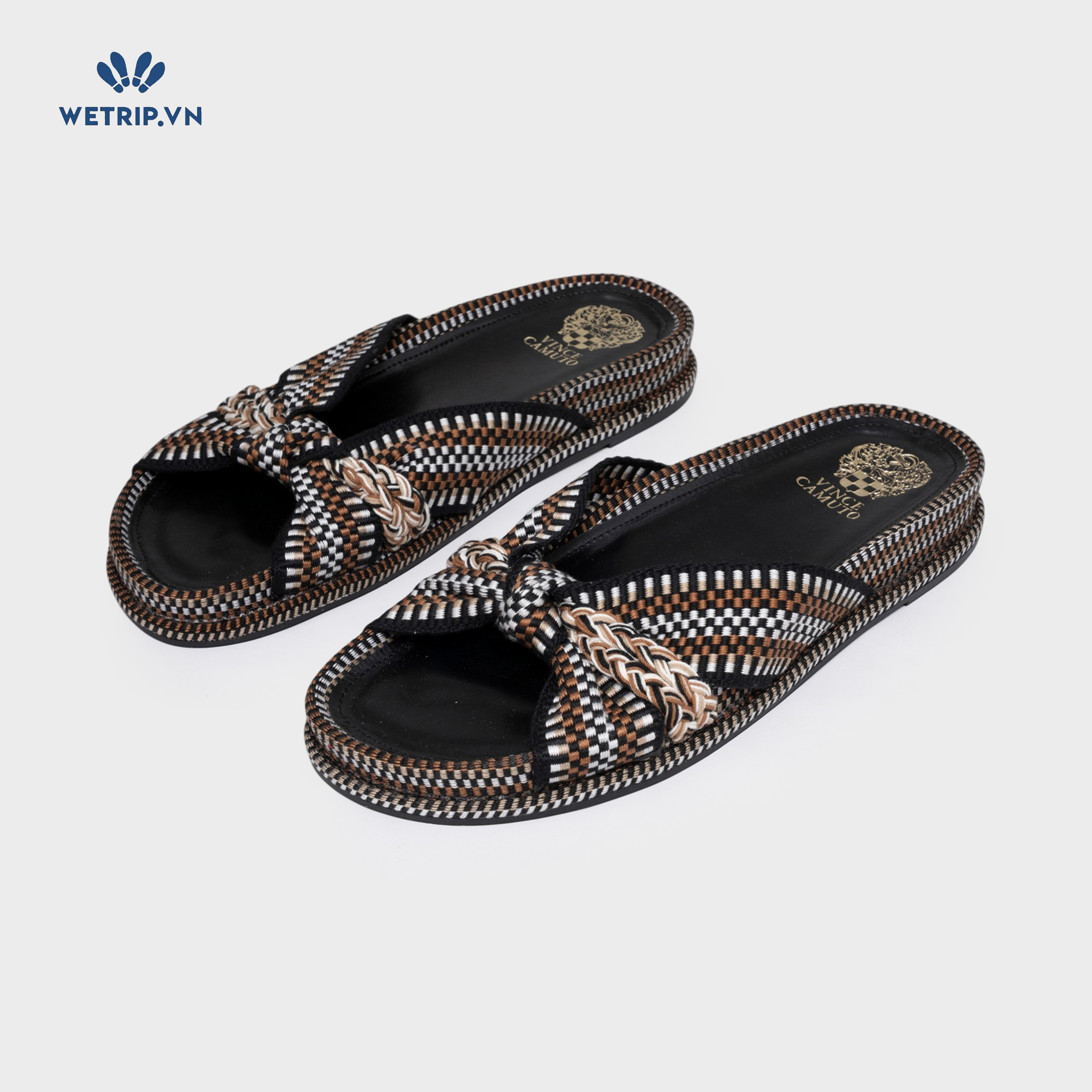 Sandal Vince Camuto (vải, đen trắng nâu đan nhau) Mã SD-VC-002-A