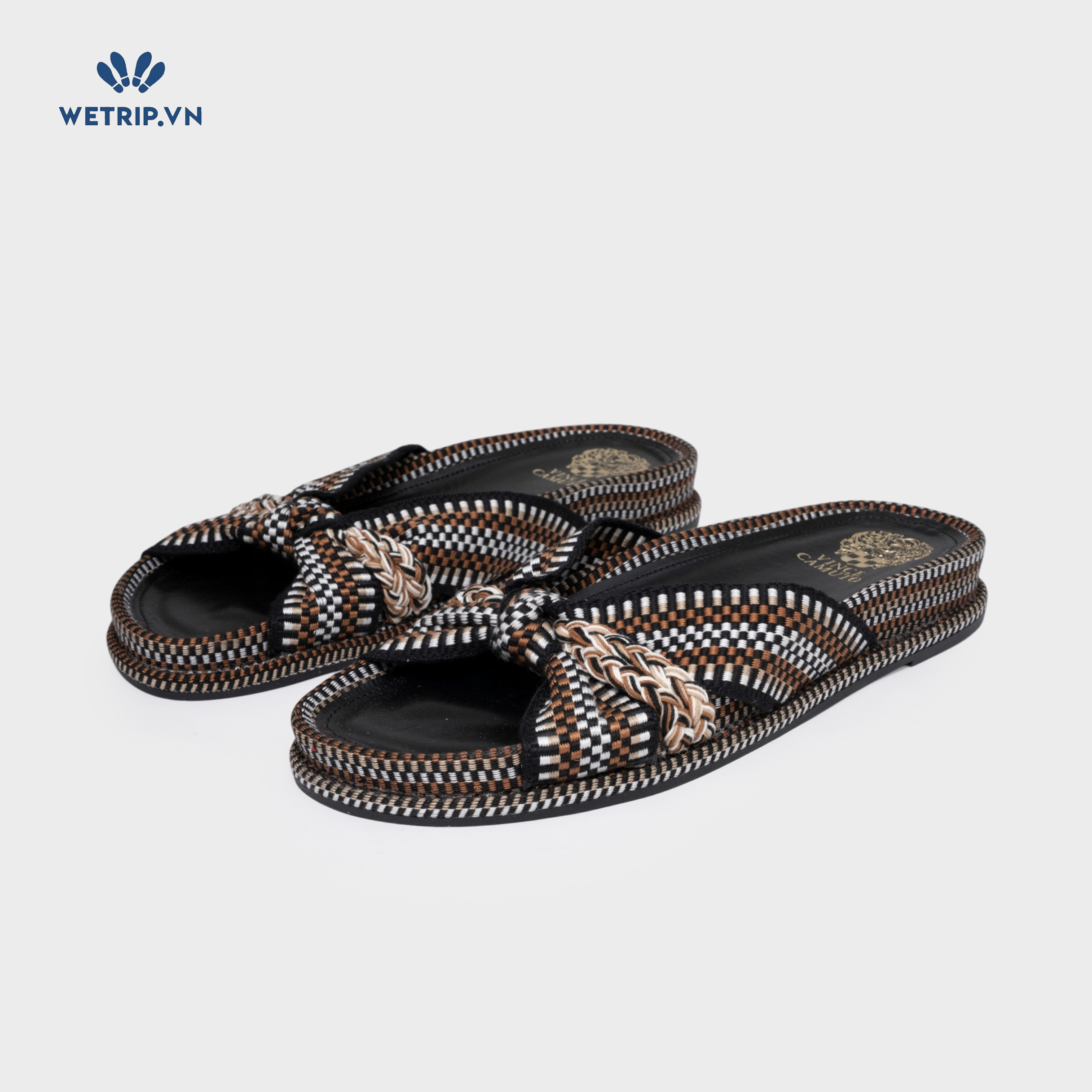 Sandal Vince Camuto (vải, đen trắng nâu đan nhau) Mã SD-VC-002-A