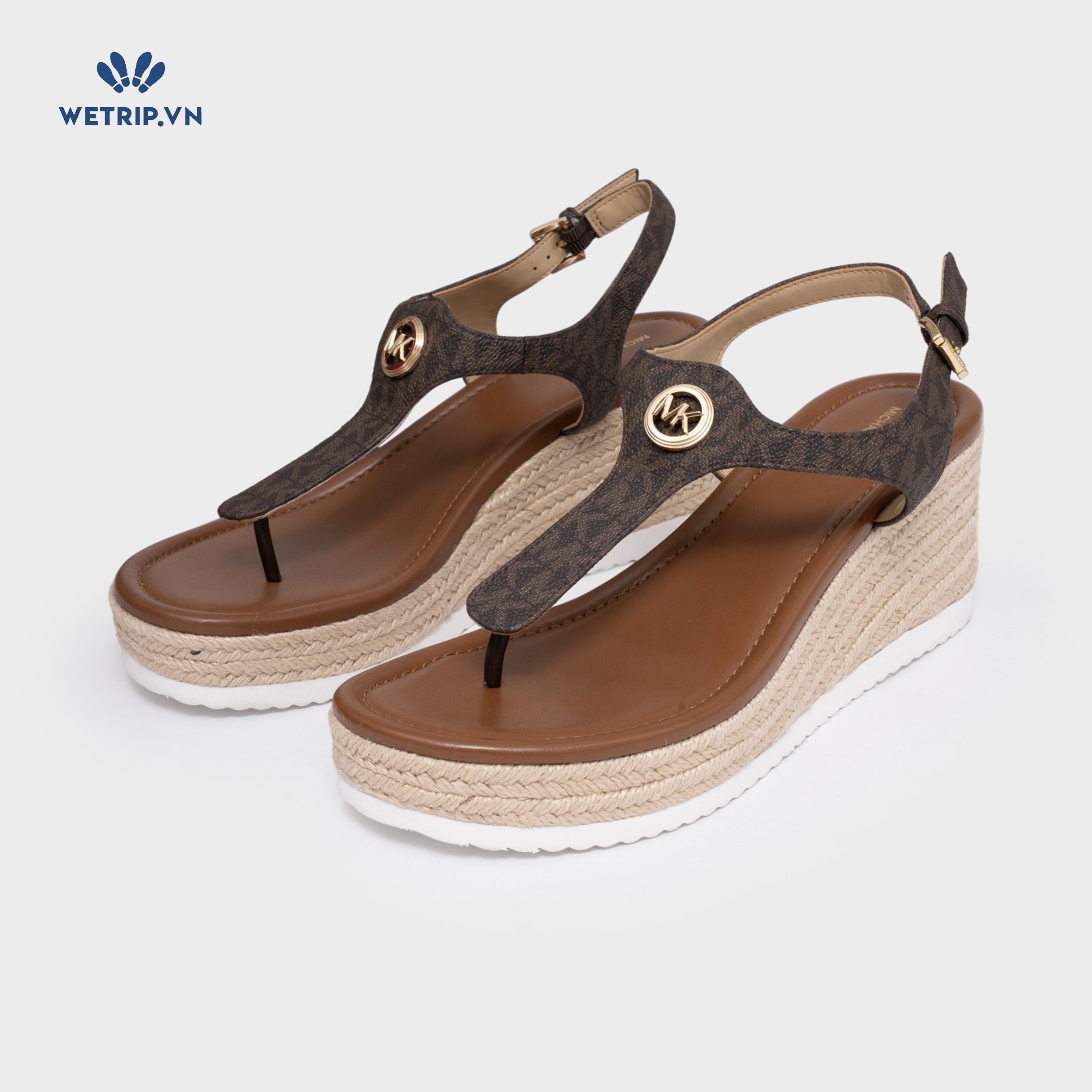 Sandal Xuồng Wetrip_MKs (da, nâu in chữ MK) Mã SDX-MK-018-C