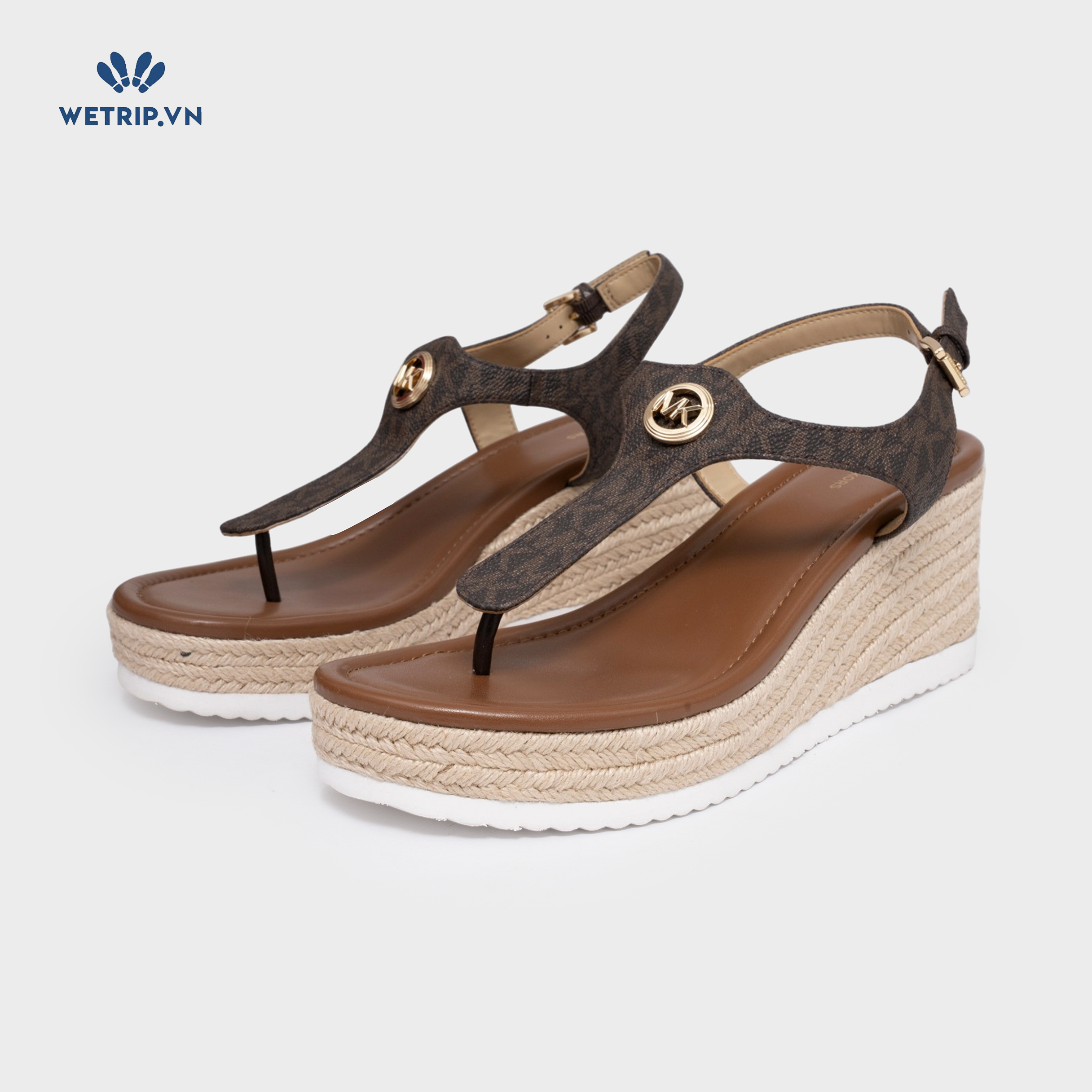 Sandal Xuồng Wetrip_MKs (da, nâu in chữ MK) Mã SDX-MK-018-C
