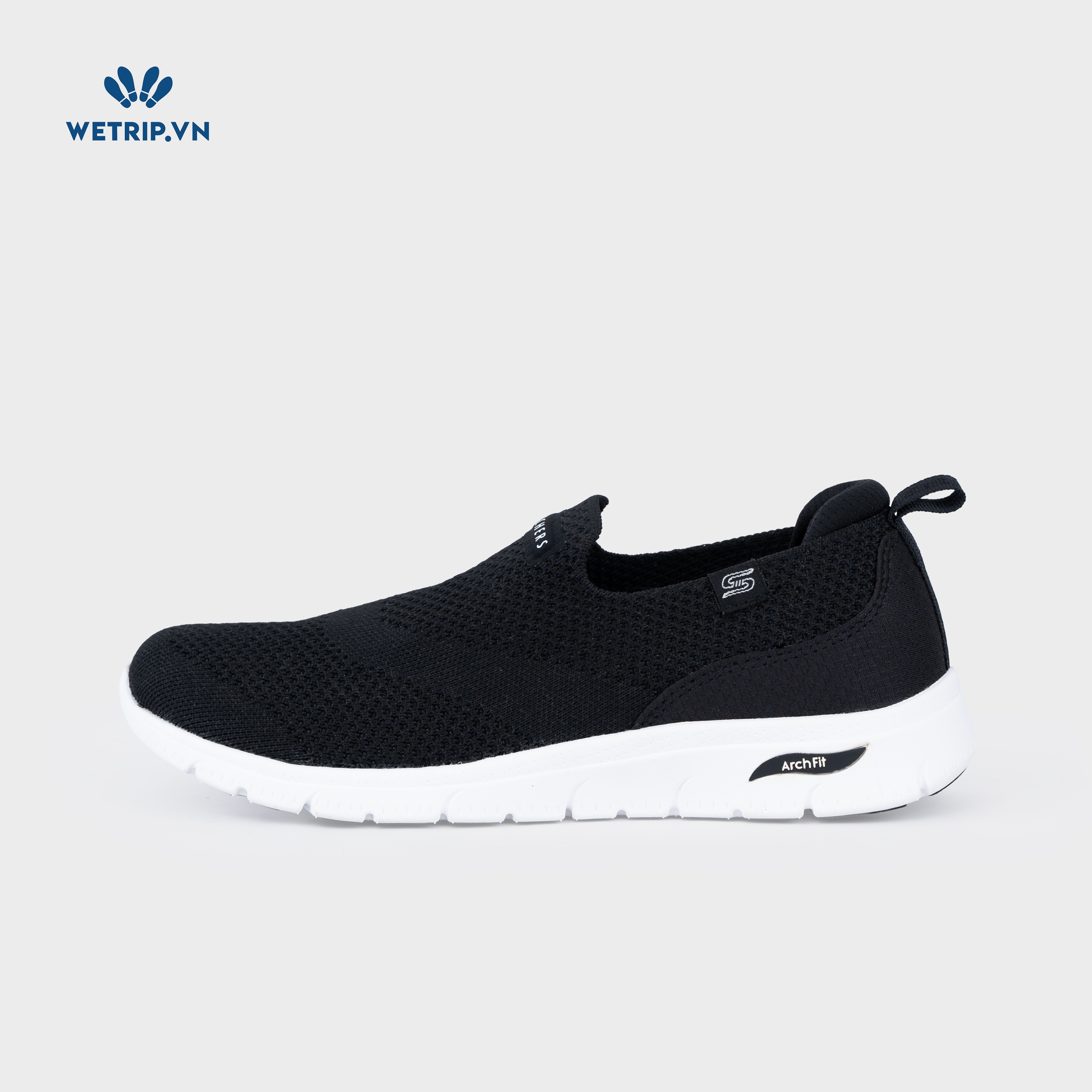 Slipon We_SKE (Vải chun đen, đế trắng) Mã SLO-SKE-020-A1
