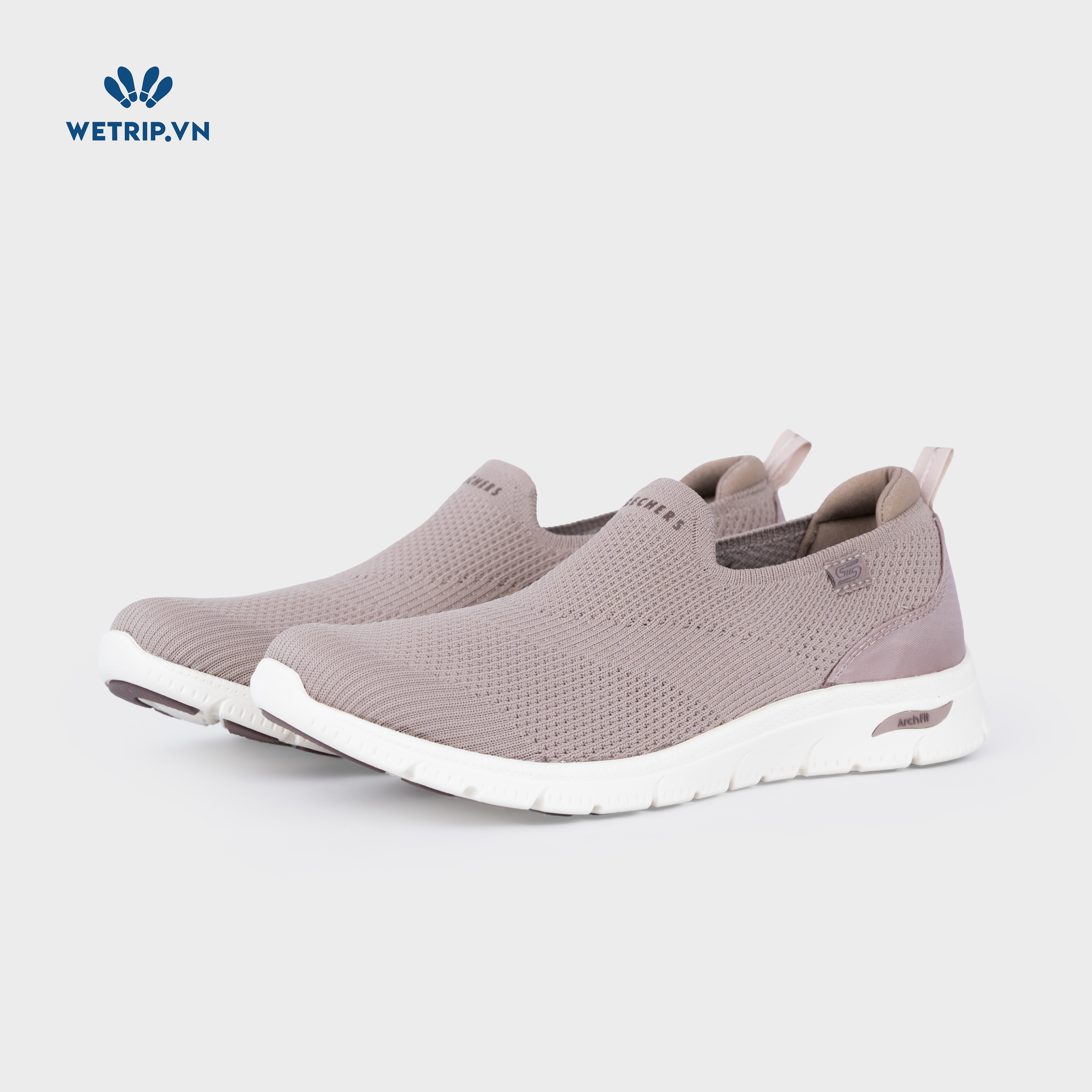 Slipon We_SKE (Vải chun nâu nhạt) Mã SLO-SKE-020-C
