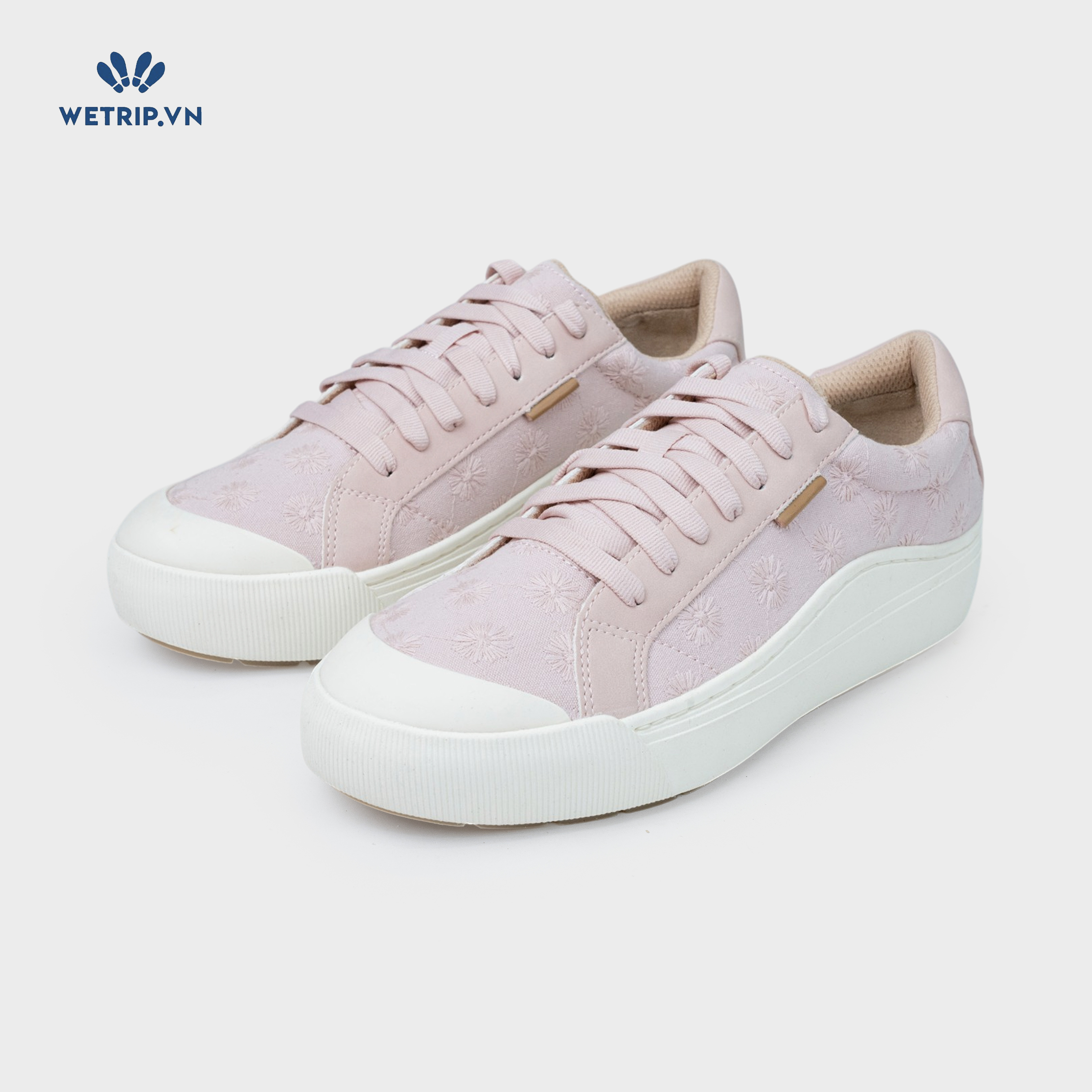 Sneaker Dr.Sholl's (Hồng thêu hoa, đế kem) Mã SN-DRS-034-C