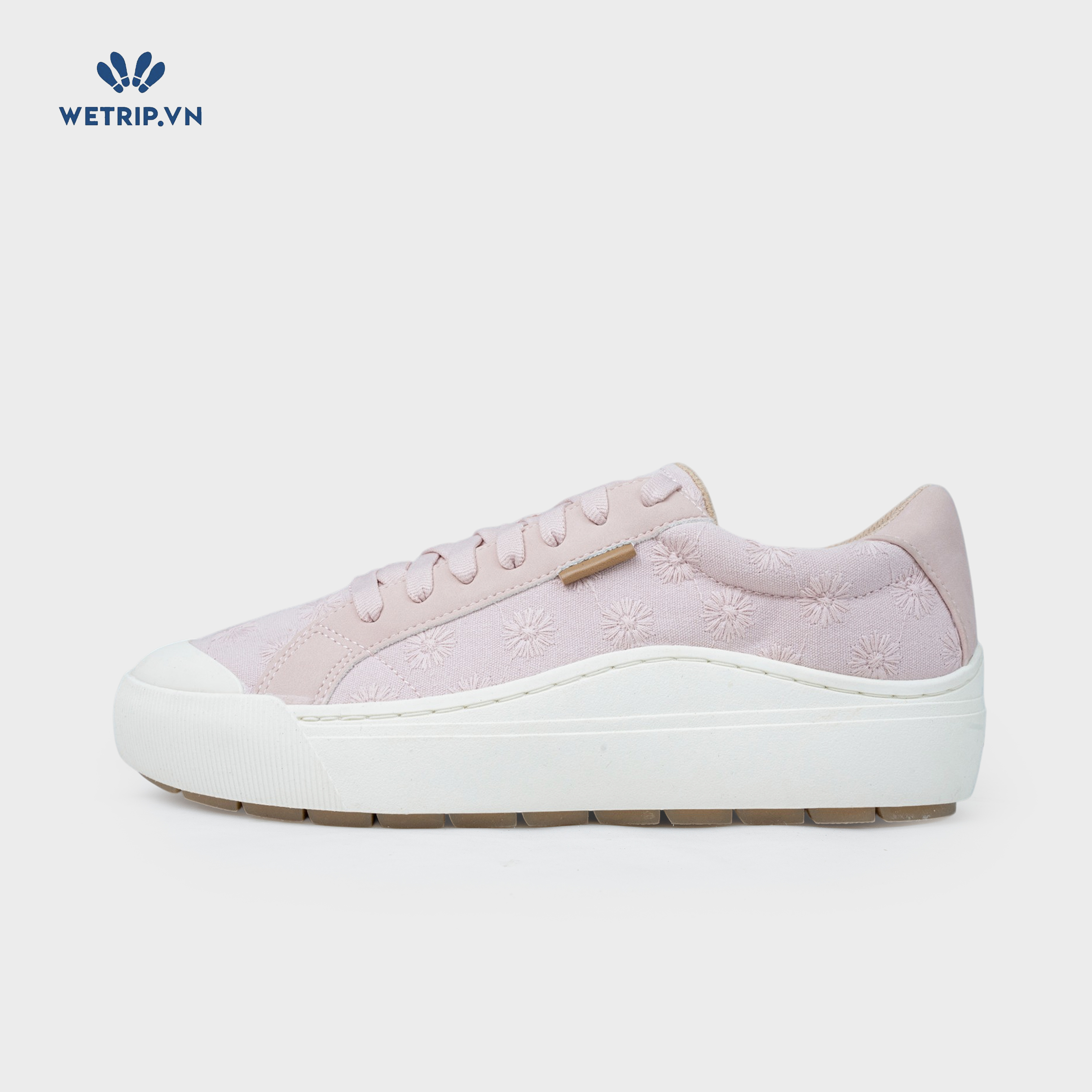 Sneaker Dr.Sholl's (Hồng thêu hoa, đế kem) Mã SN-DRS-034-C