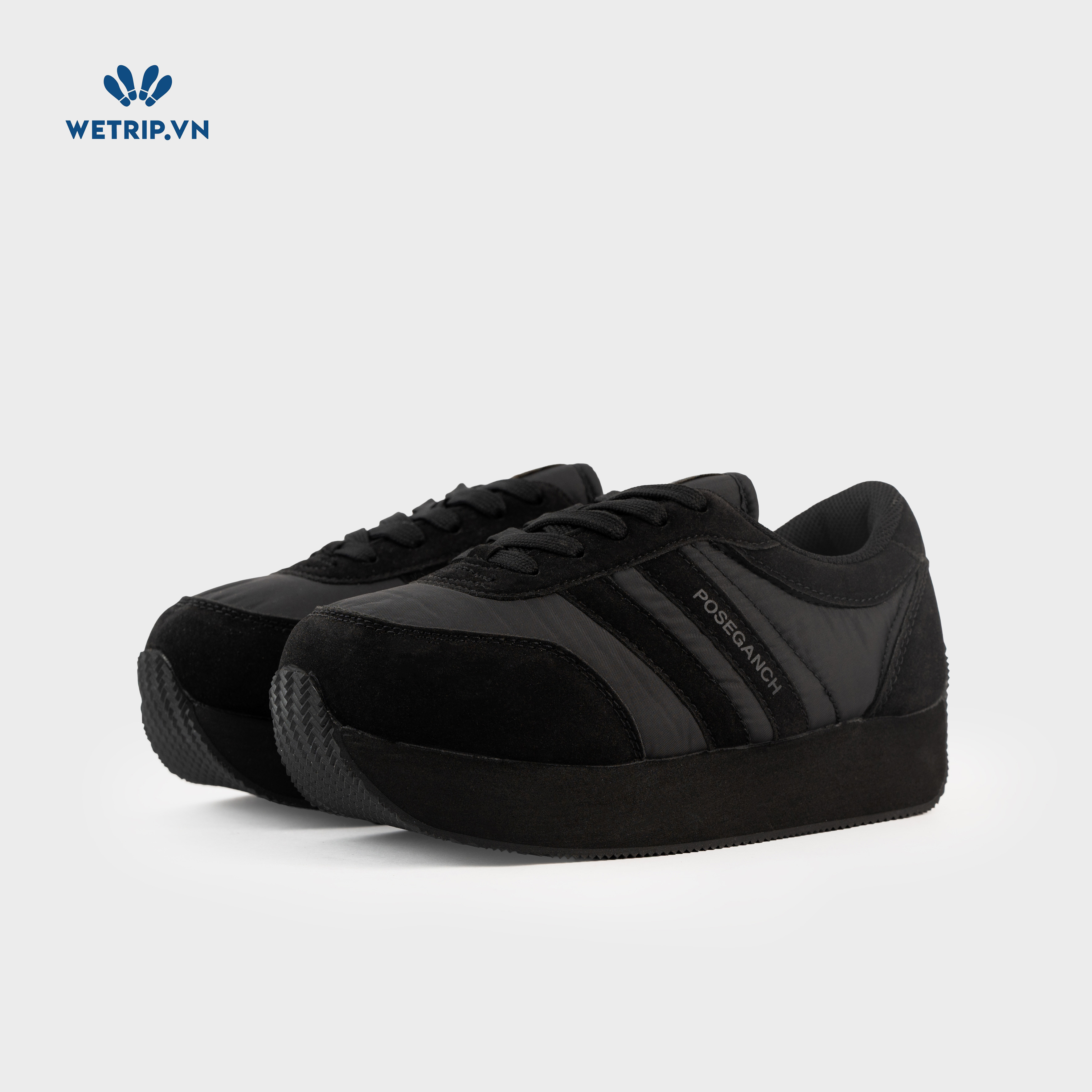 Sneaker Poseganch (Đen, vải phối da lộn) Mã SN-PSG-010-A