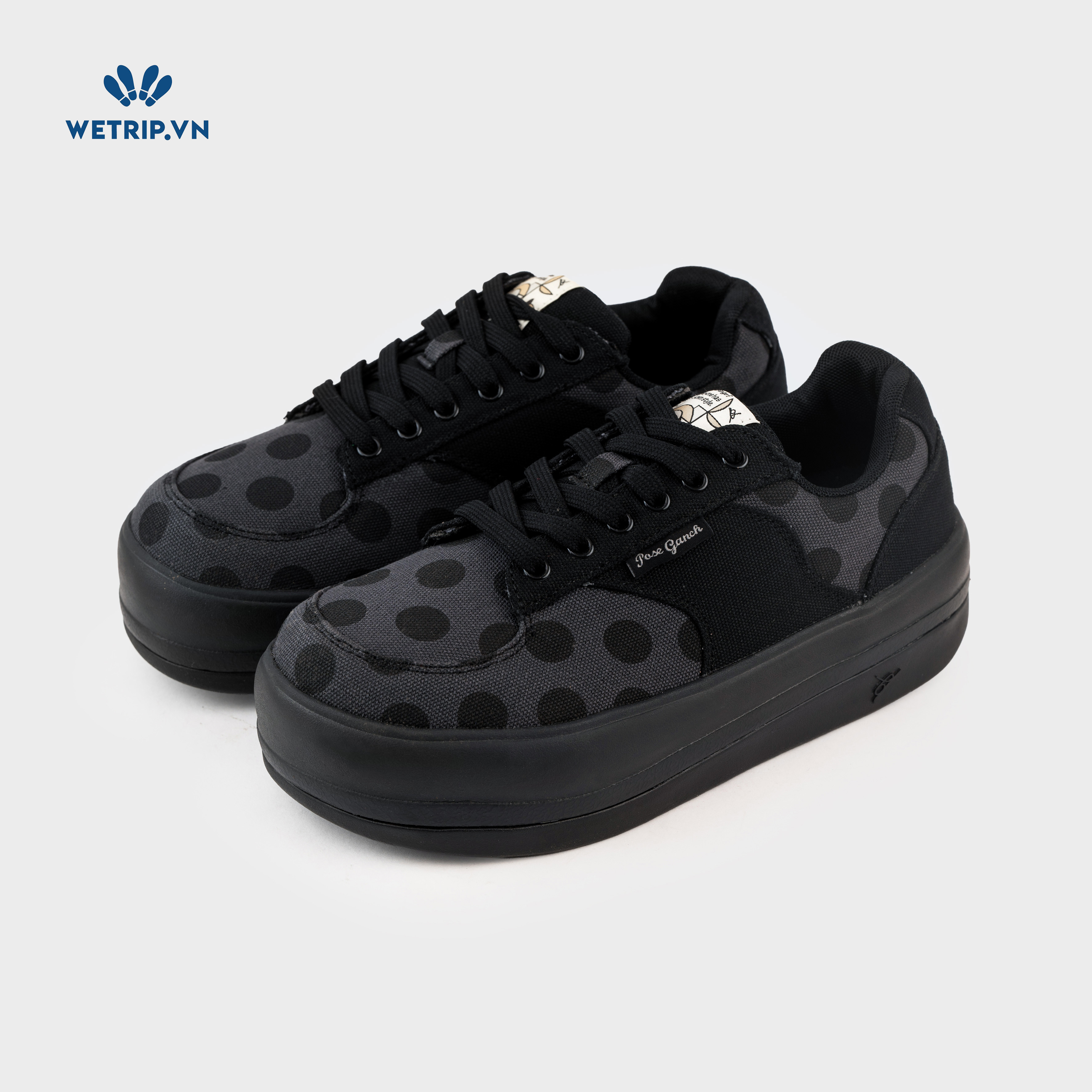 Sneaker Poseganch (Vải đen chấm bi) Mã SN-PSG-005-M