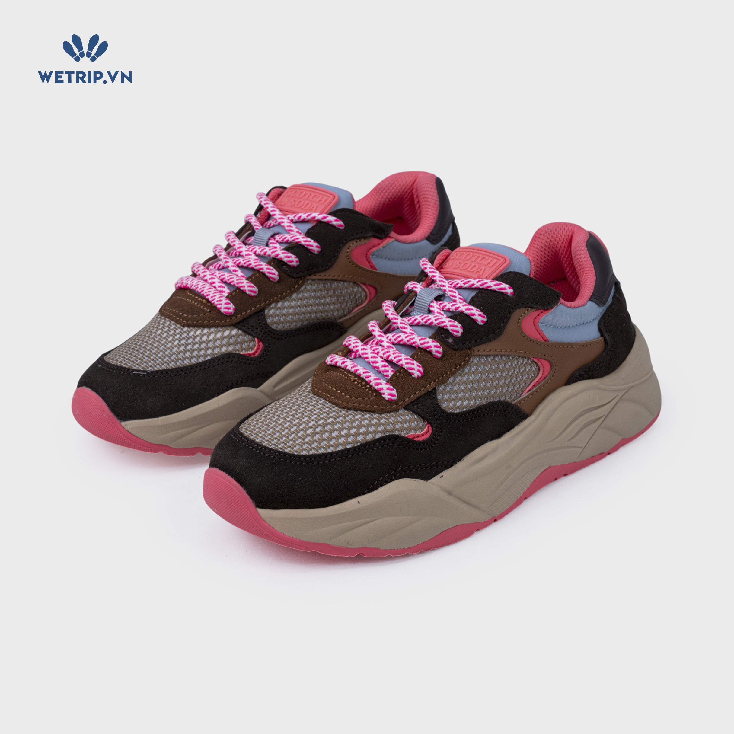 Sneaker Scotch & Soda (Da nâu lộn, phối lưới) Mã SN-SCO-002-A