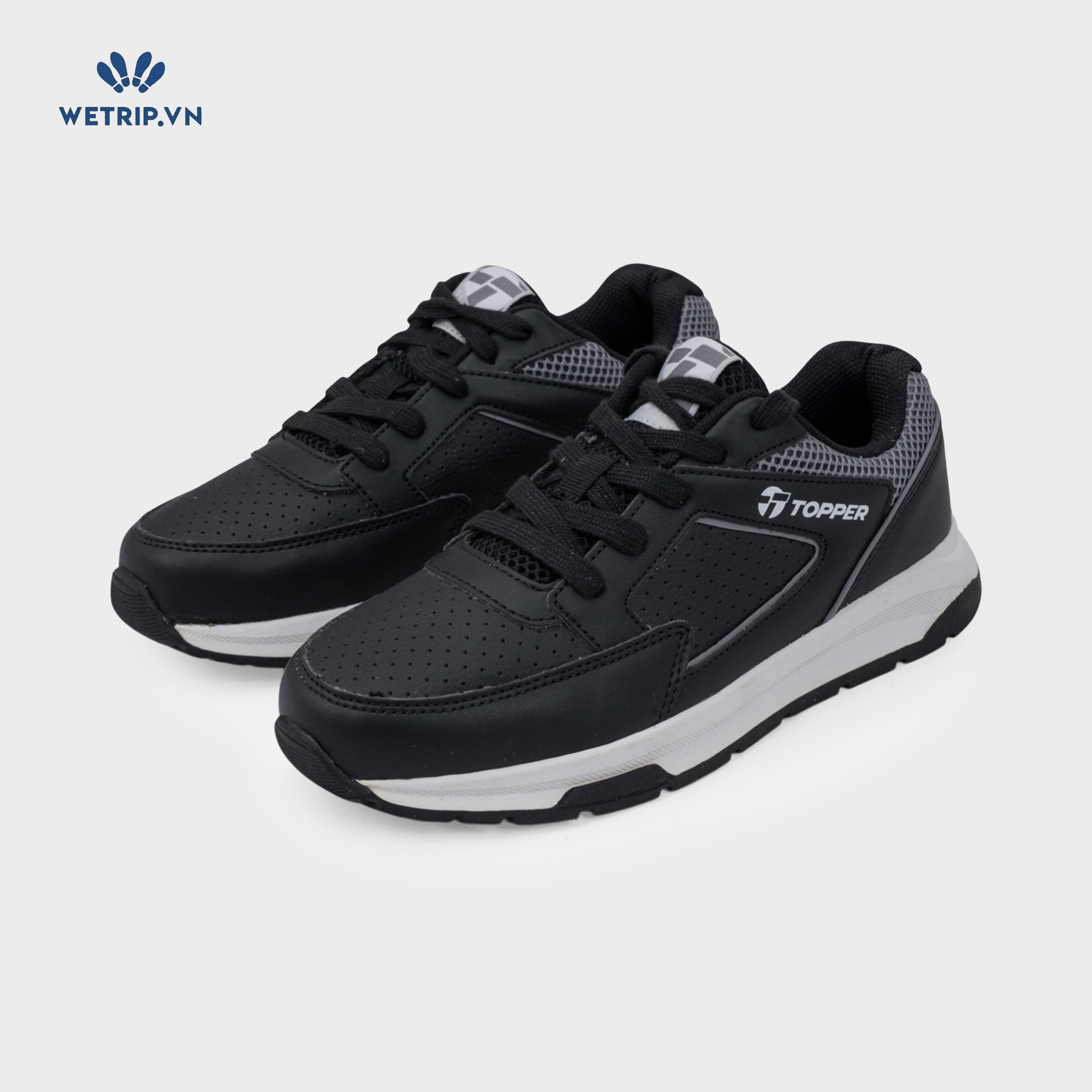 Sneaker Topper (Da đen, phối lưới ghi) Mã SN-TOPE-006-A
