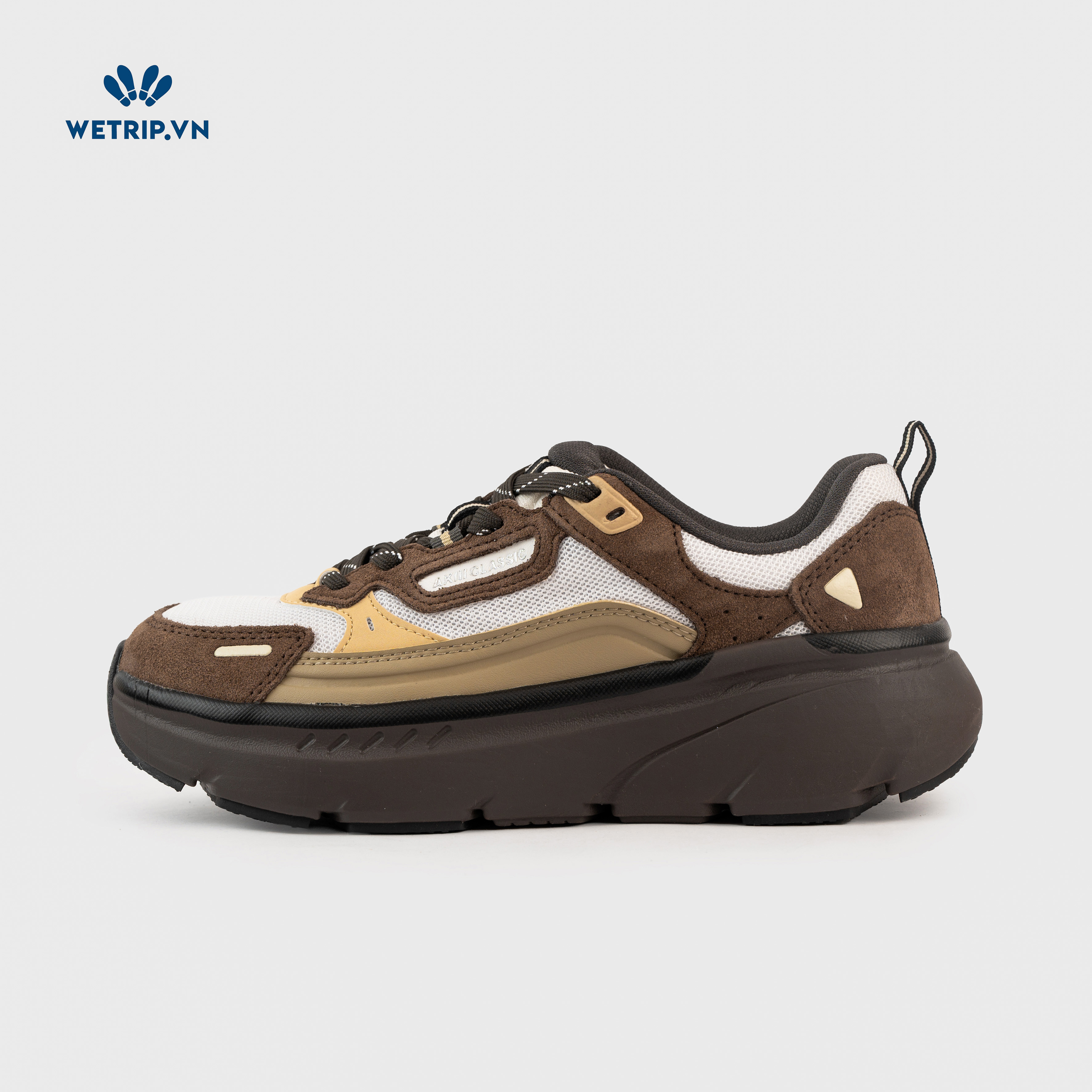 Sneakers Akiii Classic (Đế nâu, nâu phối trắng) Mã SN-AKCL-007-E1