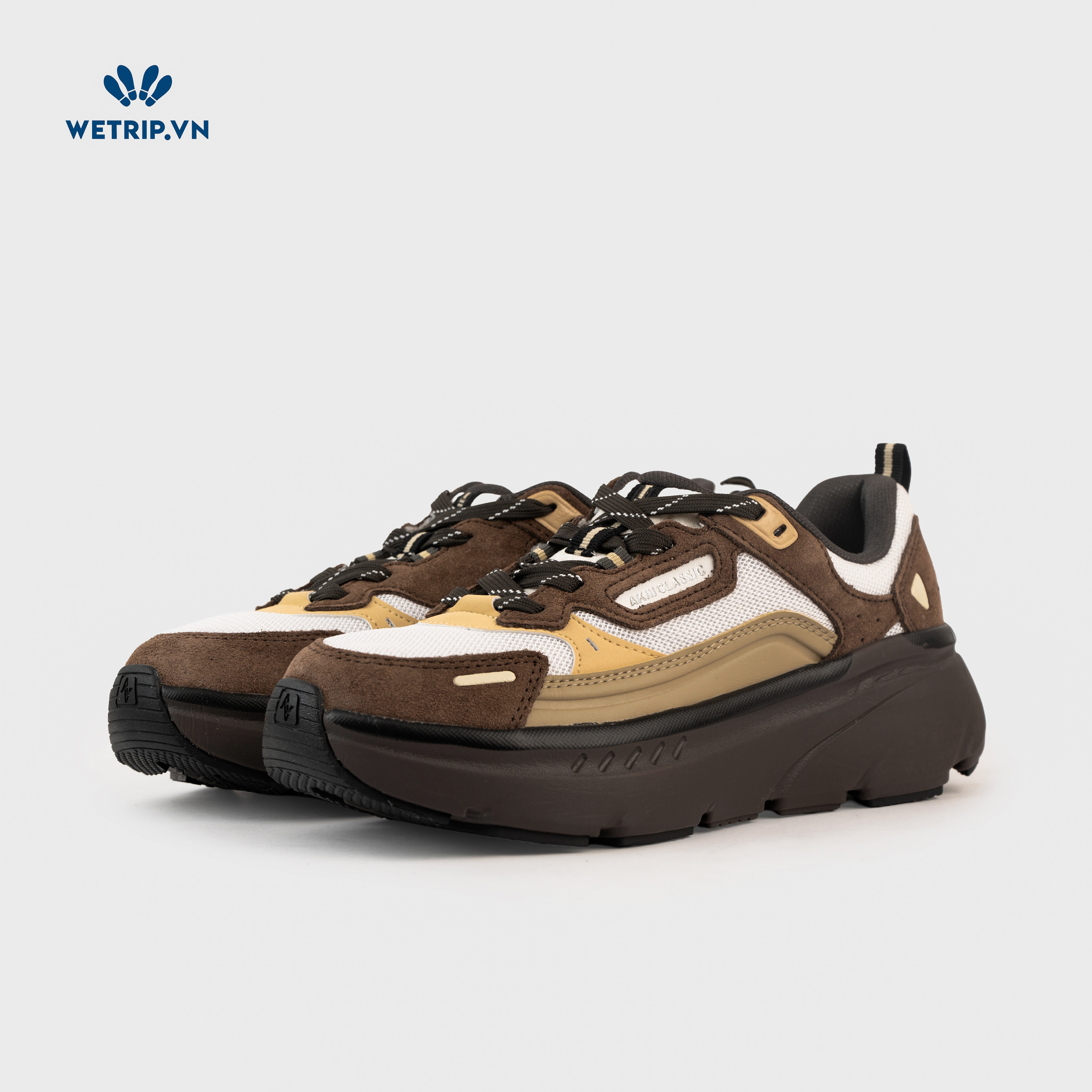 Sneakers Akiii Classic (Đế nâu, nâu phối trắng) Mã SN-AKCL-007-E1