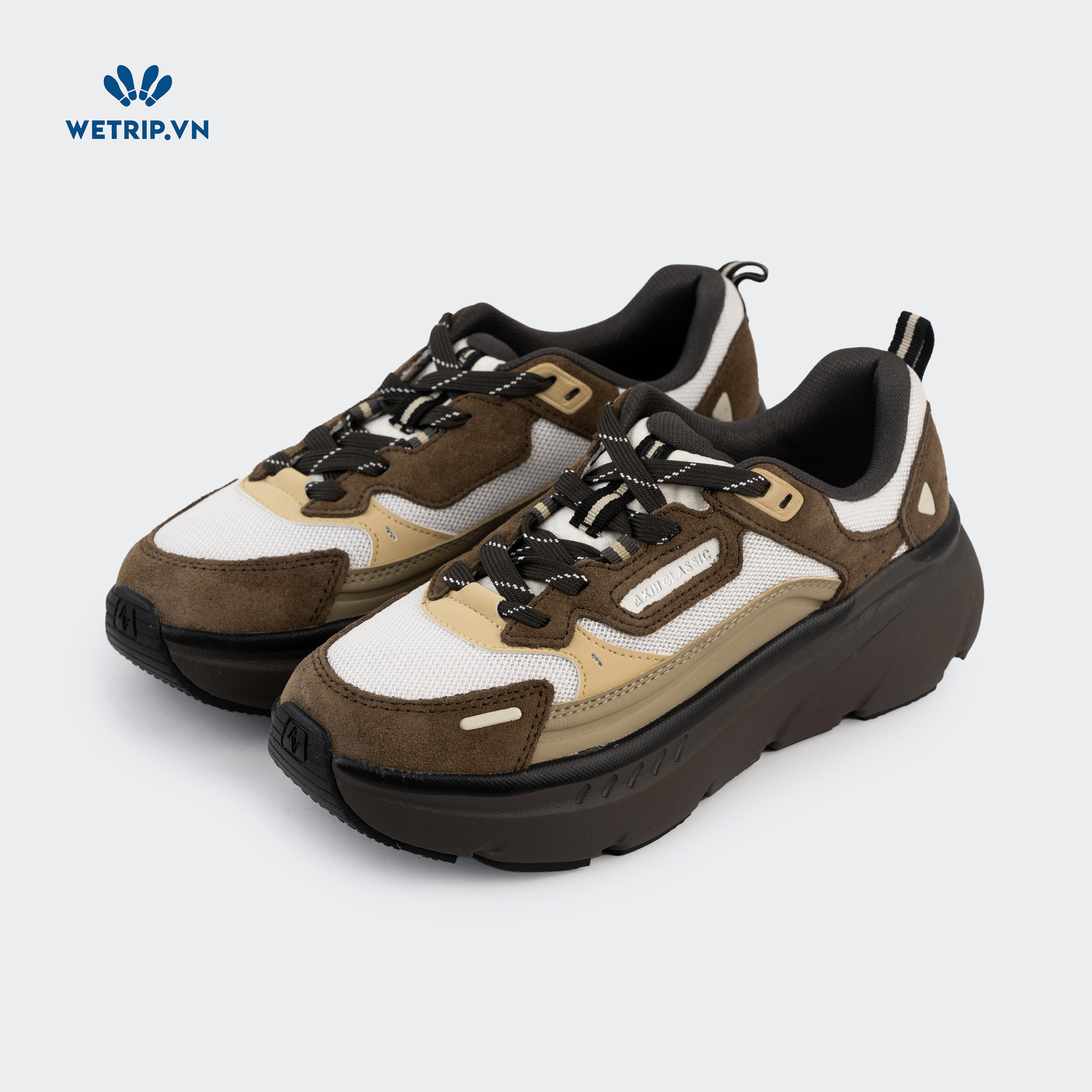 Sneakers Akiii Classic (Đế nâu, nâu phối trắng) Mã SN-AKCL-007-E1