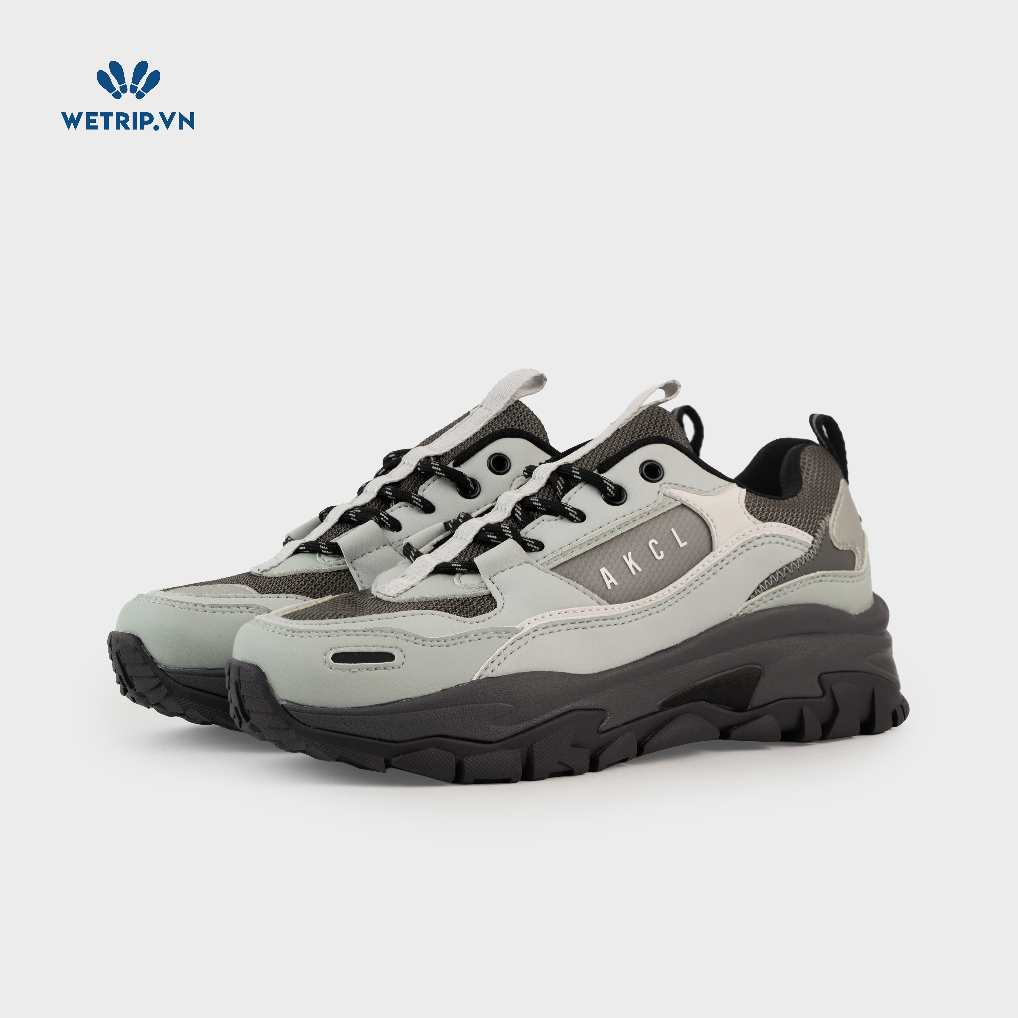 Sneakers Akiii Classic (Lưới ghi phối da xám) Mã SN-AKCL-001-X
