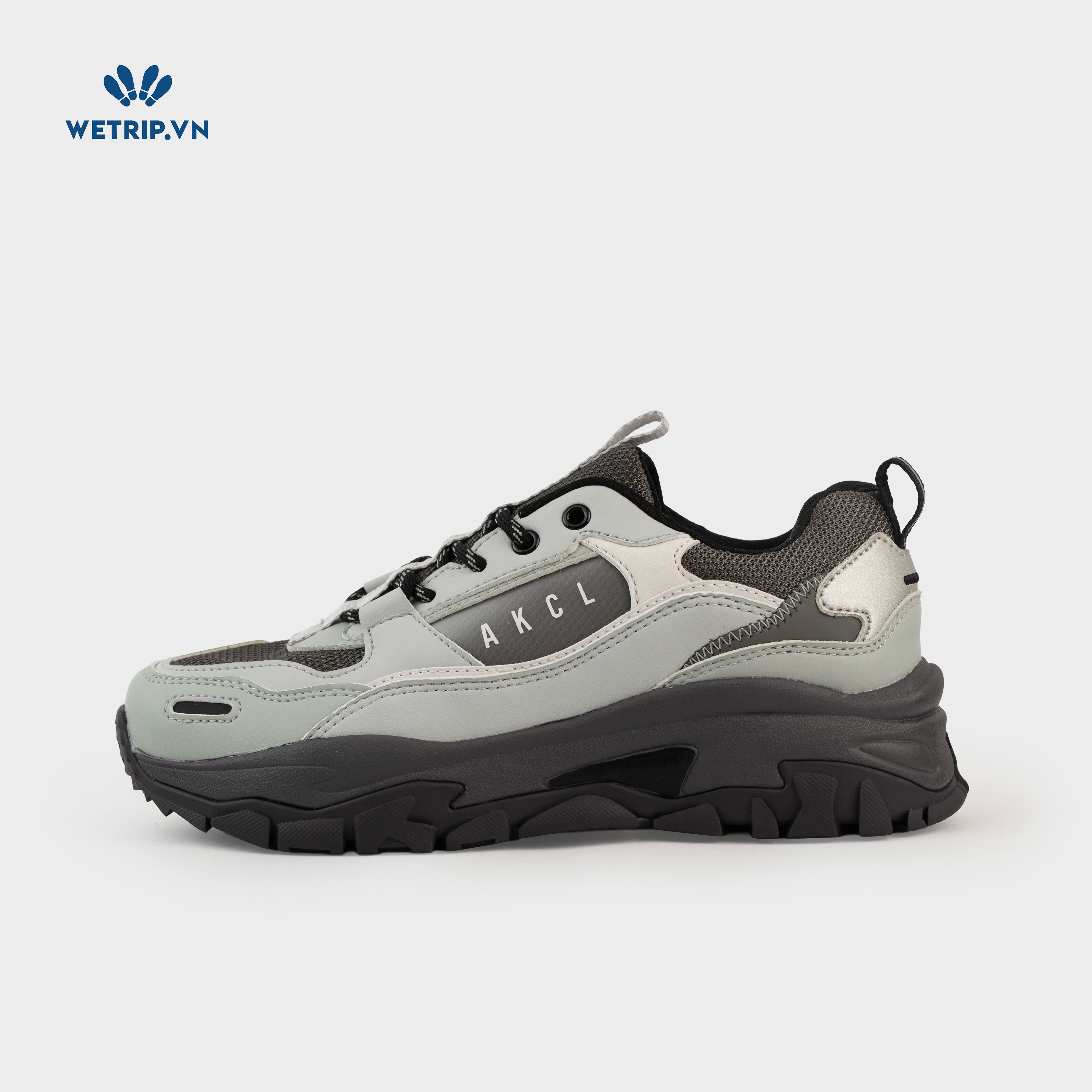 Sneakers Akiii Classic (Lưới ghi phối da xám) Mã SN-AKCL-001-X