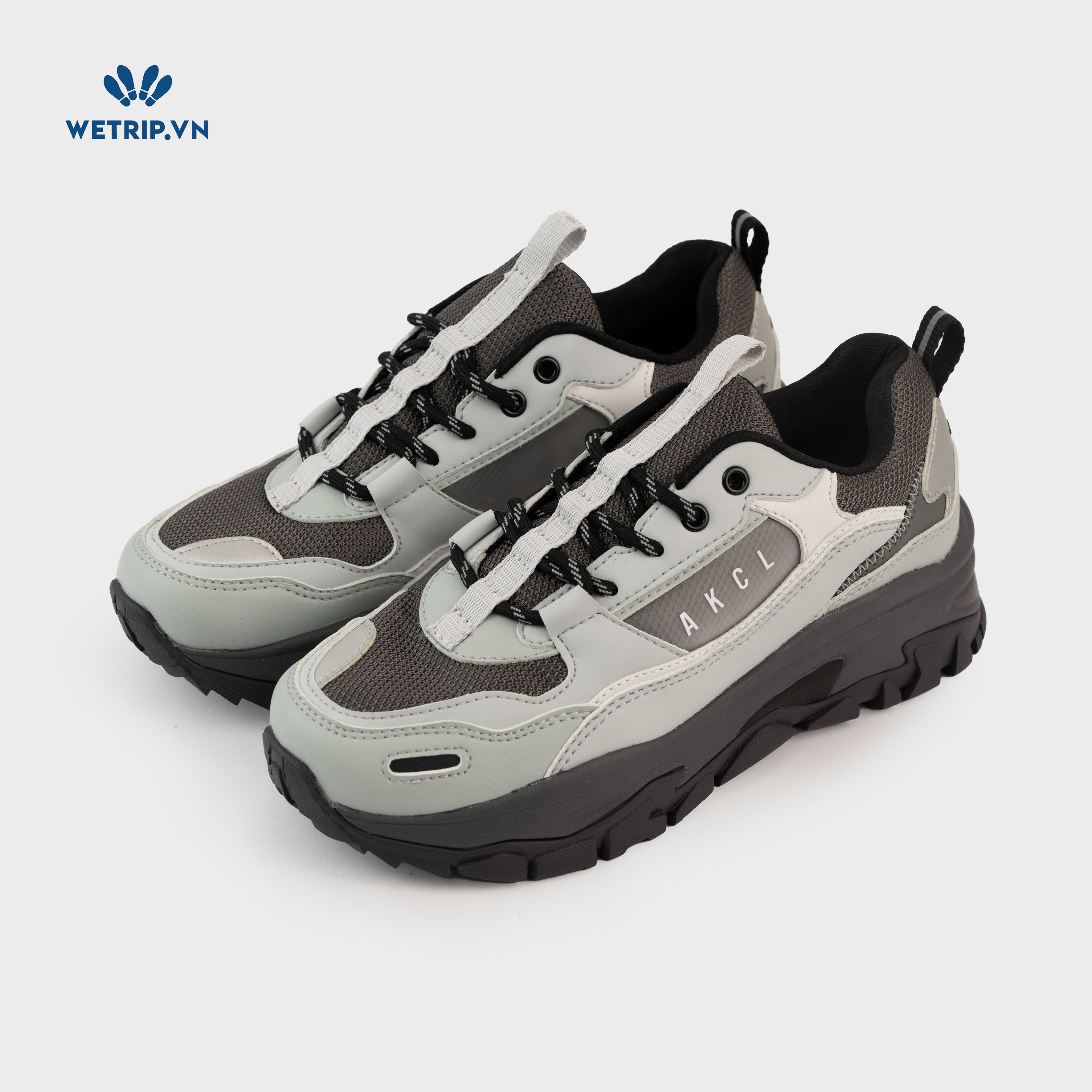 Sneakers Akiii Classic (Lưới ghi phối da xám) Mã SN-AKCL-001-X