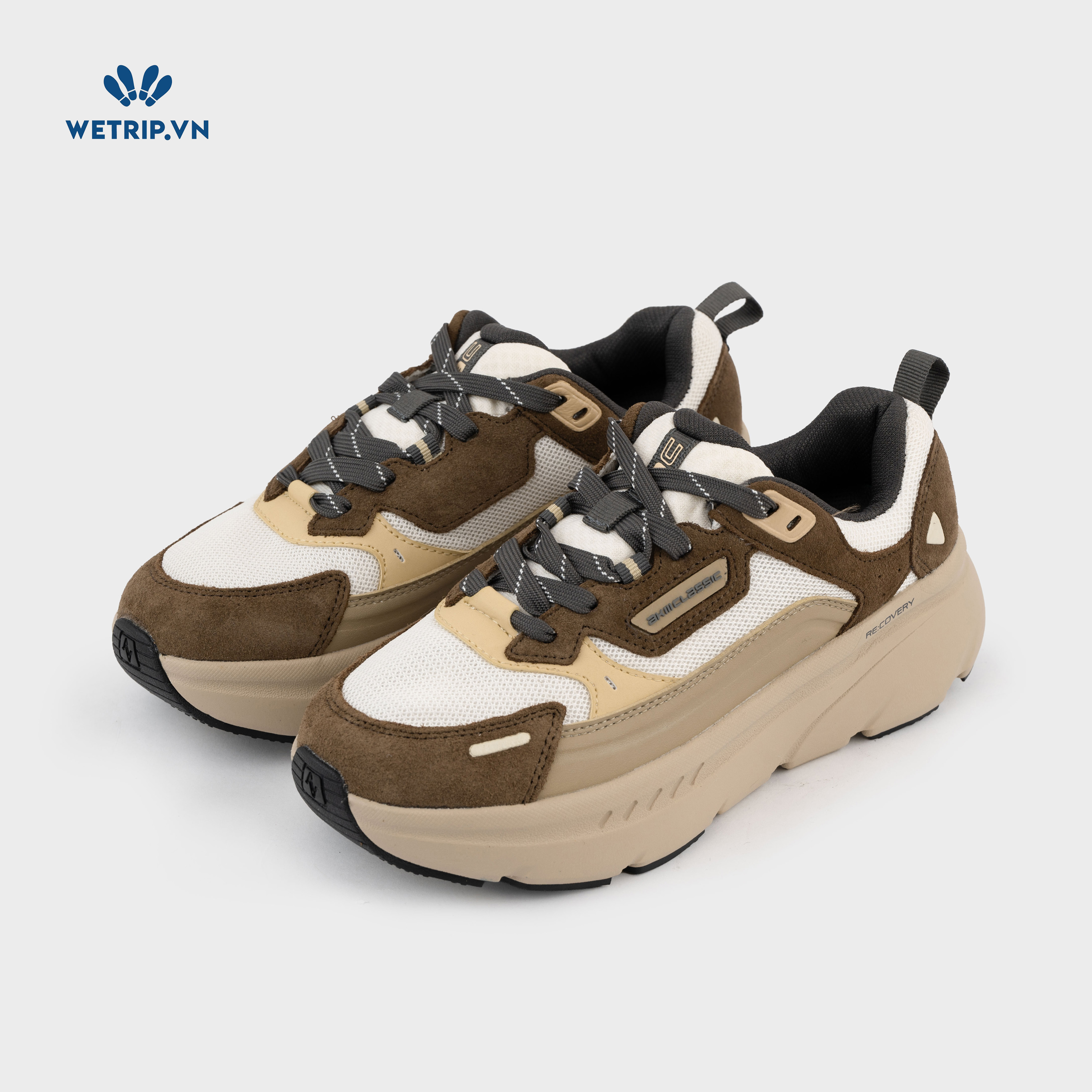 Sneakers Akiii Classic (Nâu phối kem) Mã SN-AKCL-007-E