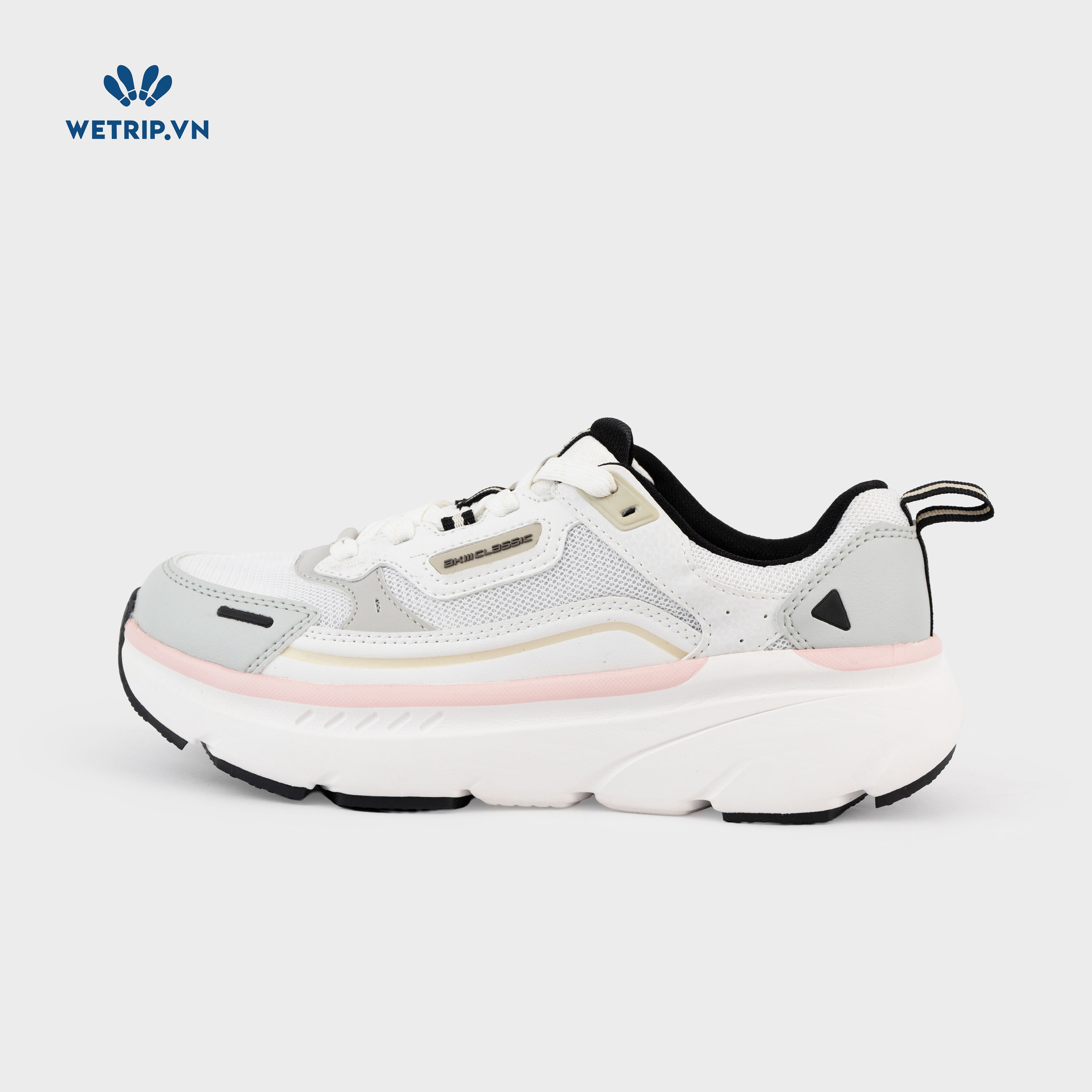 Sneakers Akiii Classic (Trắng phối xám, vạch hồng) Mã SN-AKCL-007-G