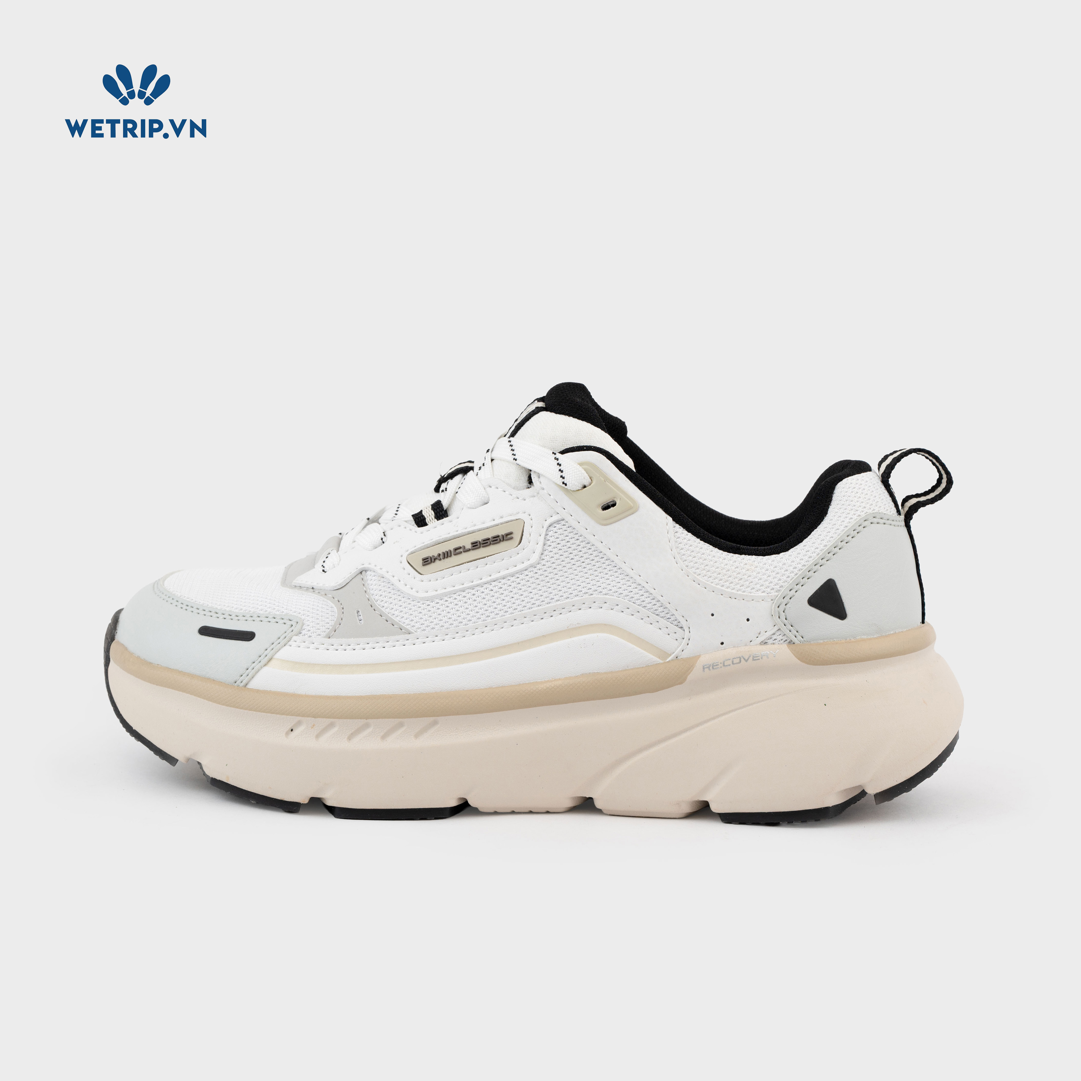 Sneakers Akiii Classic (Trắng phối xám, vạch vàng) Mã SN-AKCL-007-F