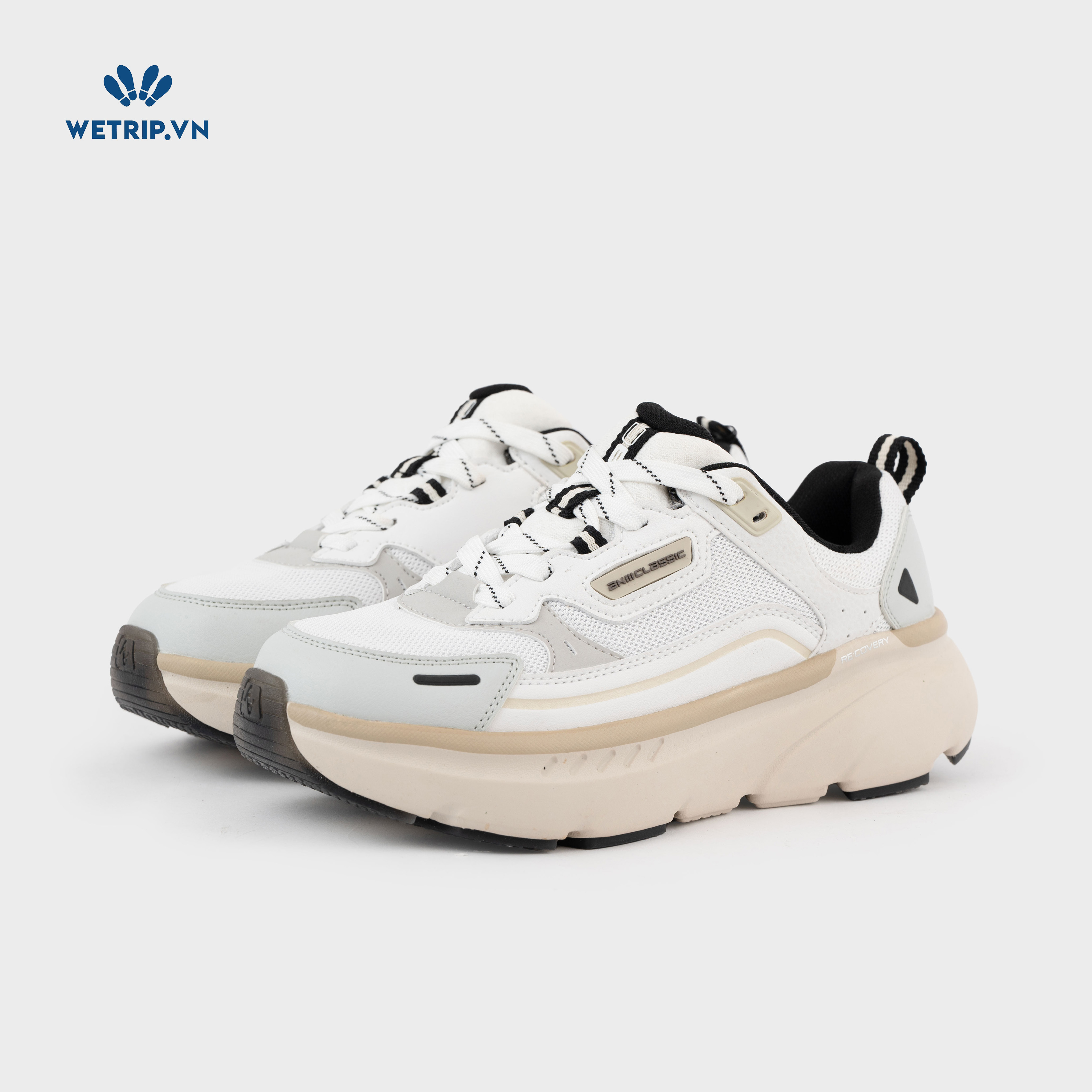 Sneakers Akiii Classic (Trắng phối xám, vạch vàng) Mã SN-AKCL-007-F