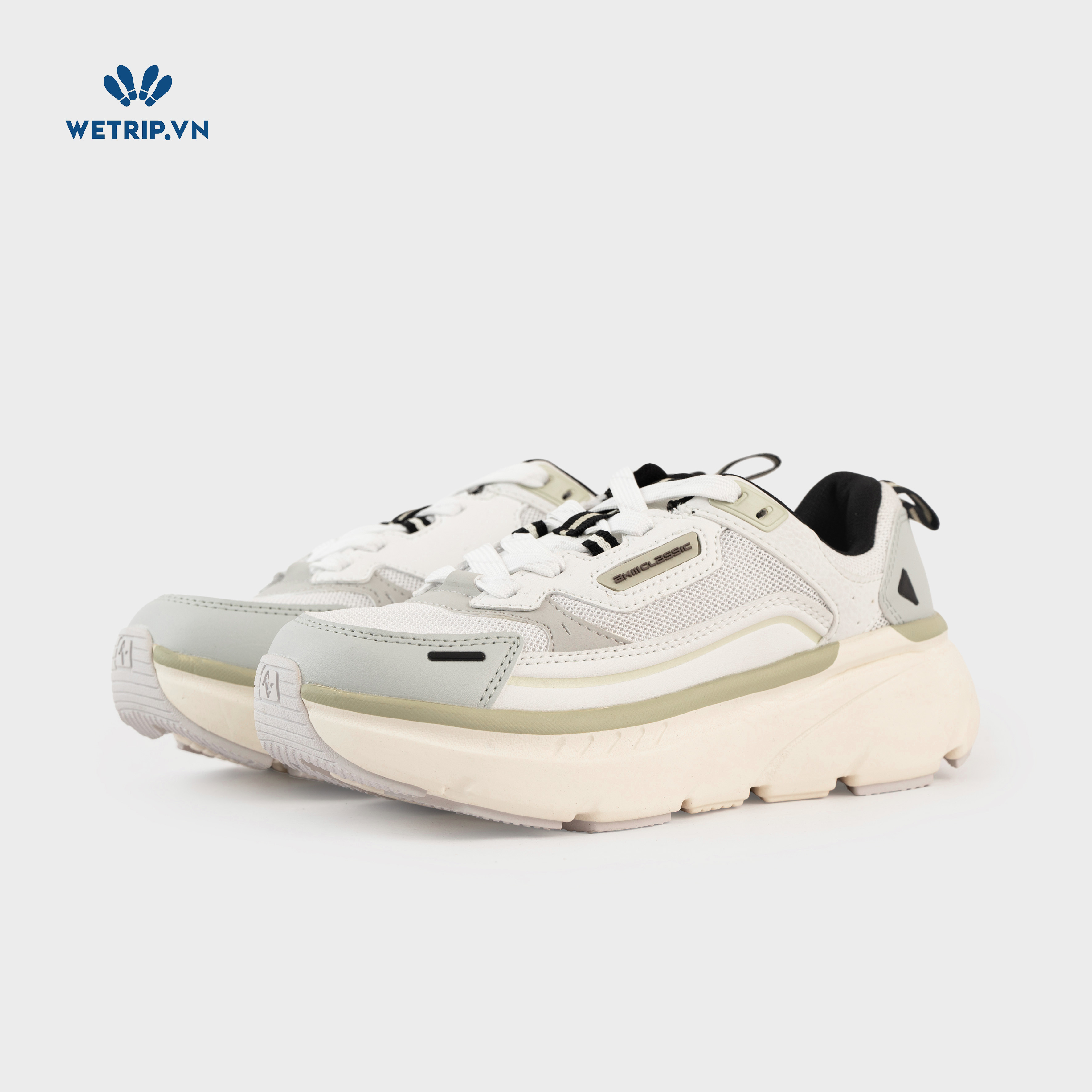 Sneakers Akiii Classic (Xám vạch xanh, mũi ghi) Mã SN-AKCL-007-O