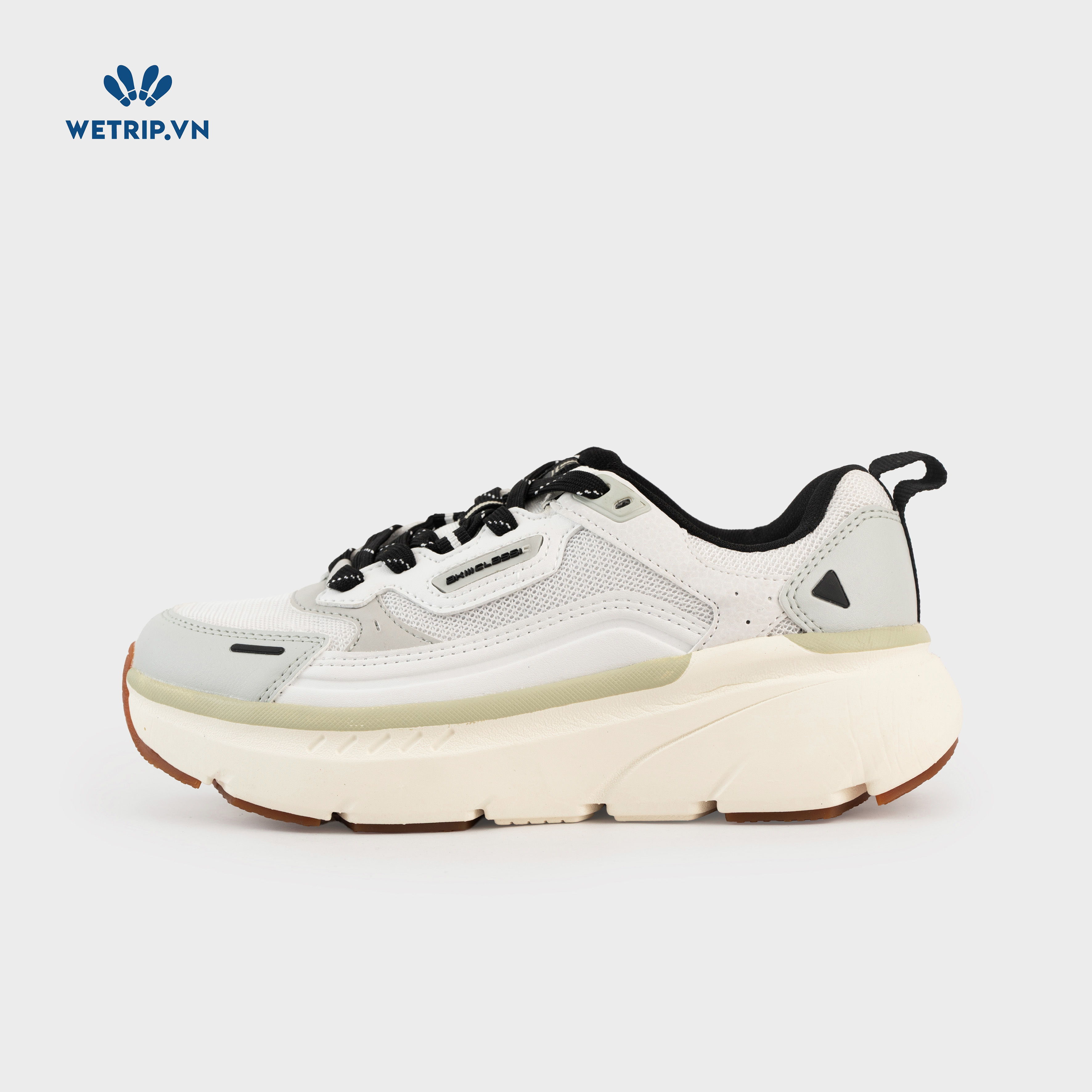 Sneakers Akiii Classic (Xám vạch xanh, mũi nâu) Mã SN-AKCL-007-N