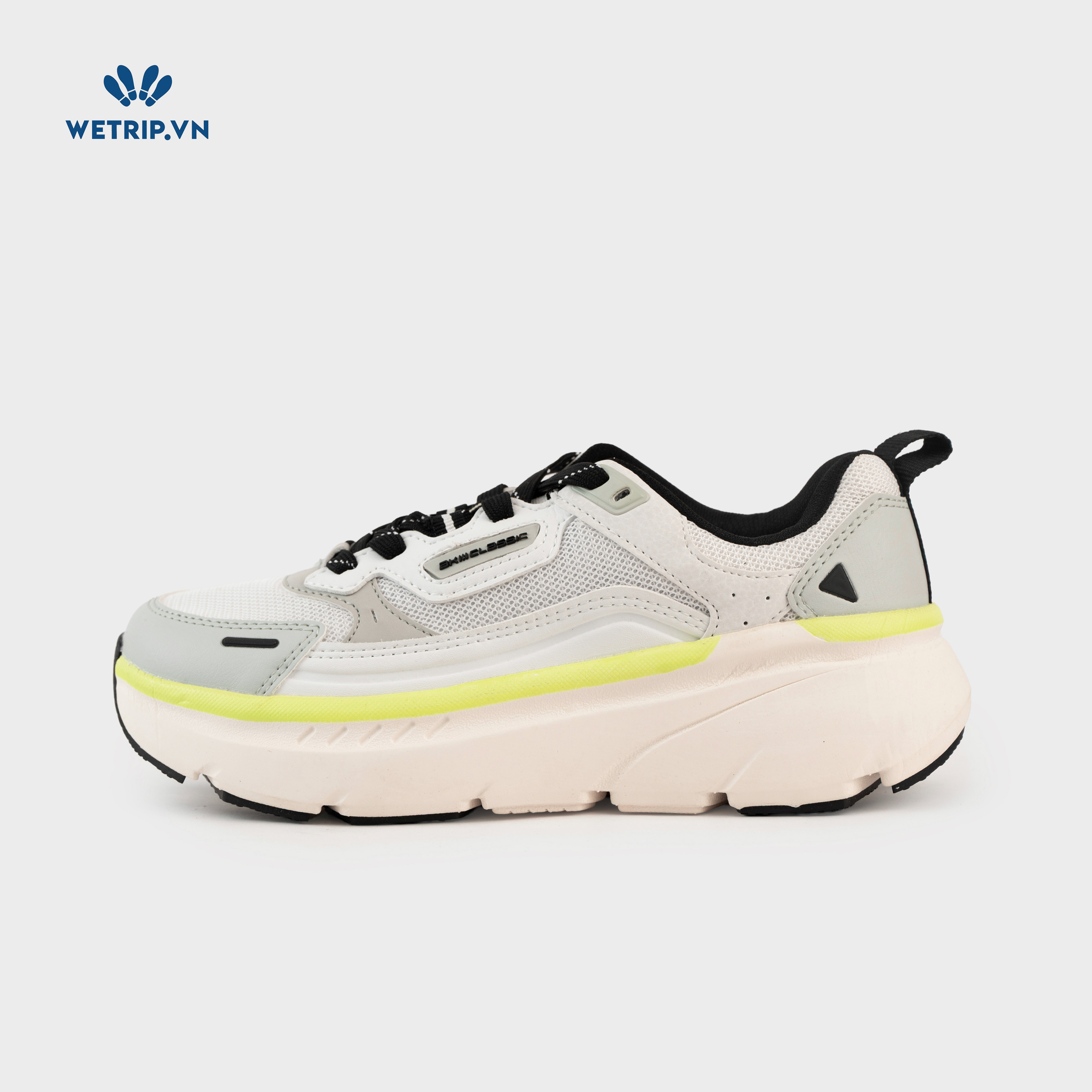 Sneakers Akiii Classic (Xám, viền vàng chanh) Mã SN-AKCL-007-I1