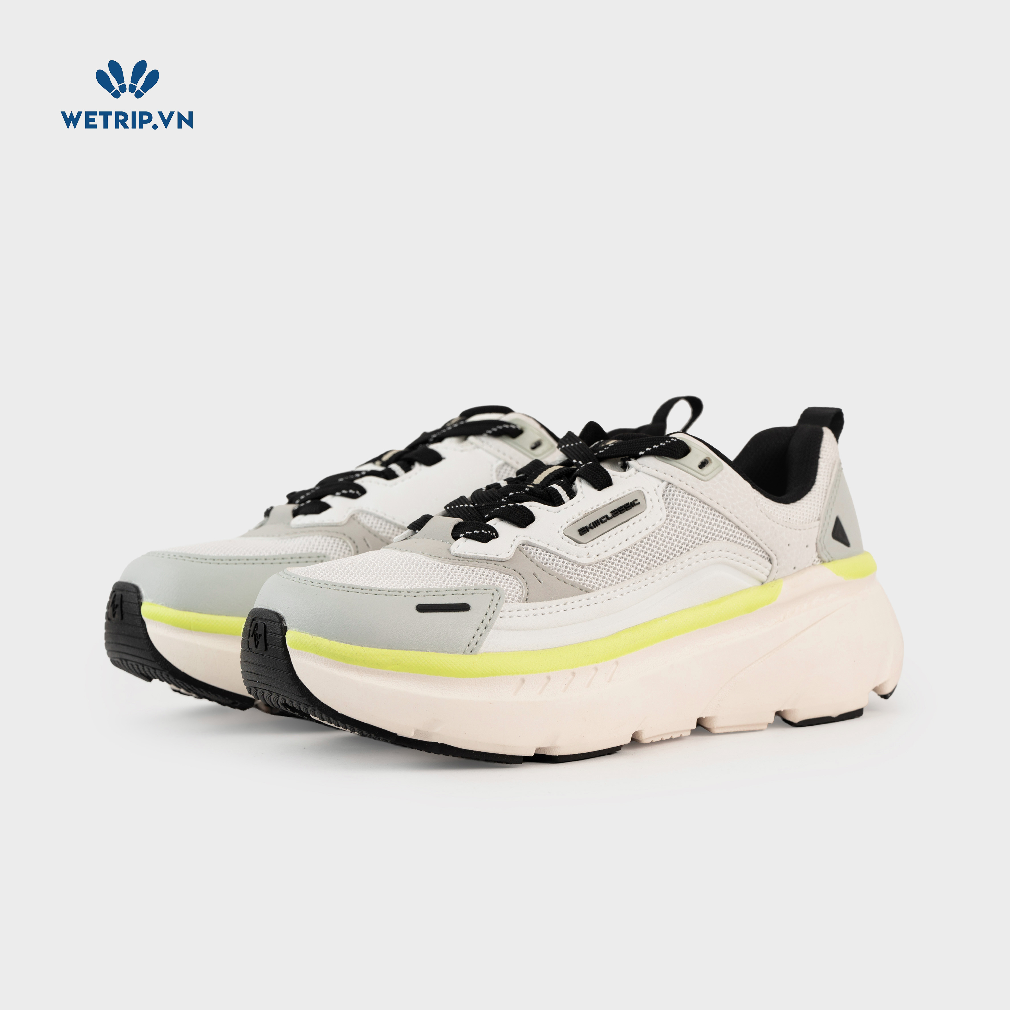 Sneakers Akiii Classic (Xám, viền vàng chanh) Mã SN-AKCL-007-I1