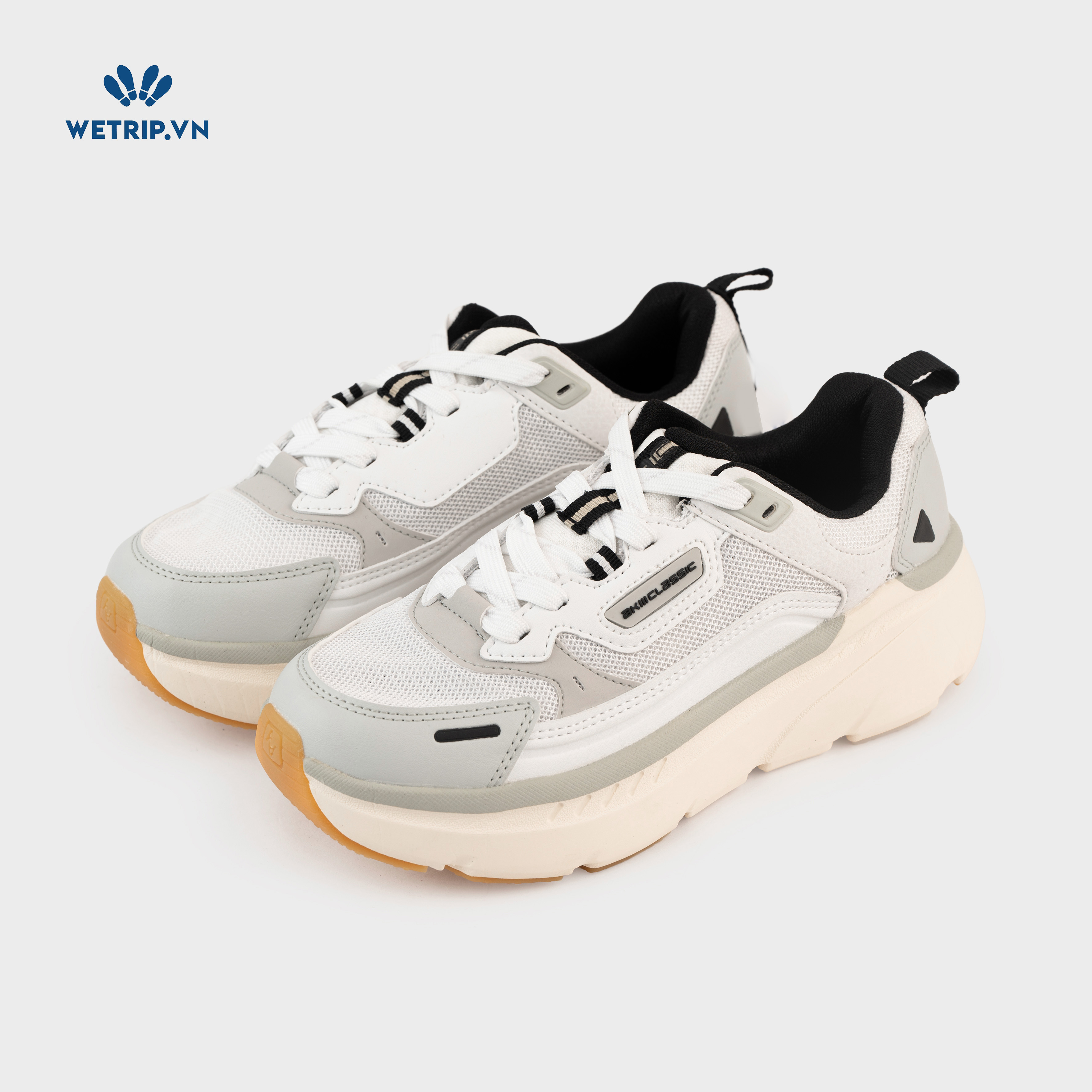 Sneakers Akiii Classic (Xám viền xám, đế kem) Mã SN-AKCL-007-M
