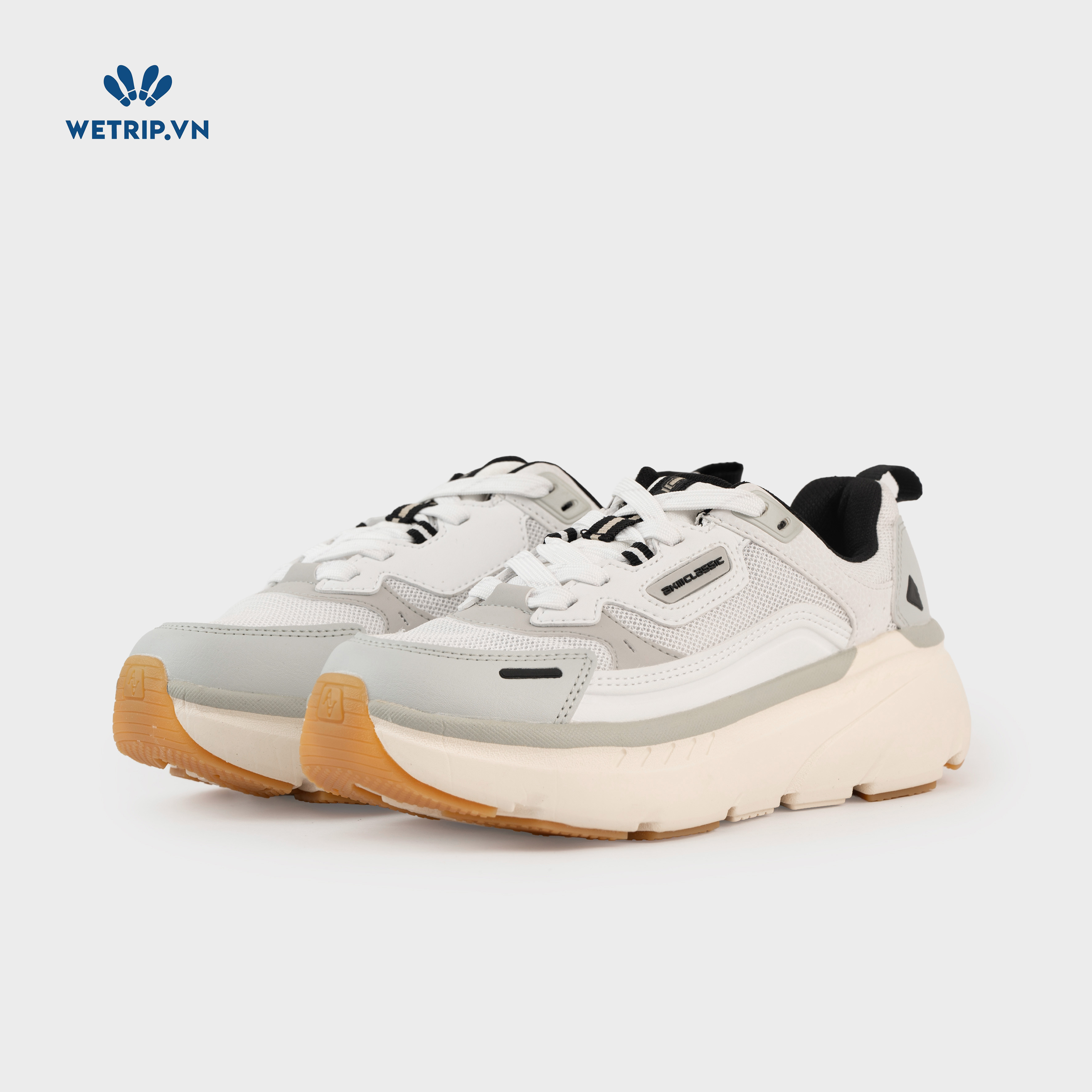 Sneakers Akiii Classic (Xám viền xám, đế kem) Mã SN-AKCL-007-M