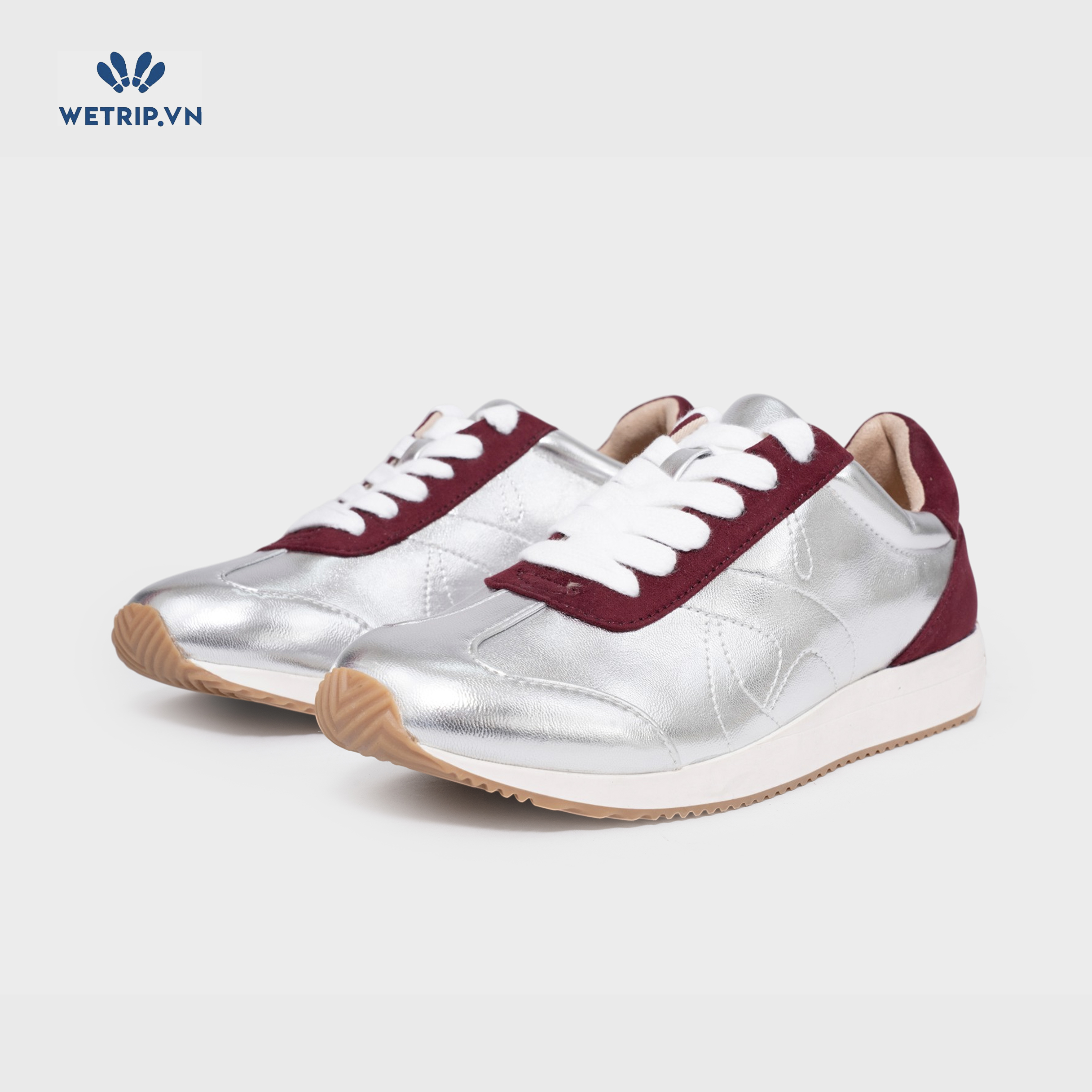 Sneakers Loft (da, bạc gót đỏ) Mã SN-LOFT-001-B