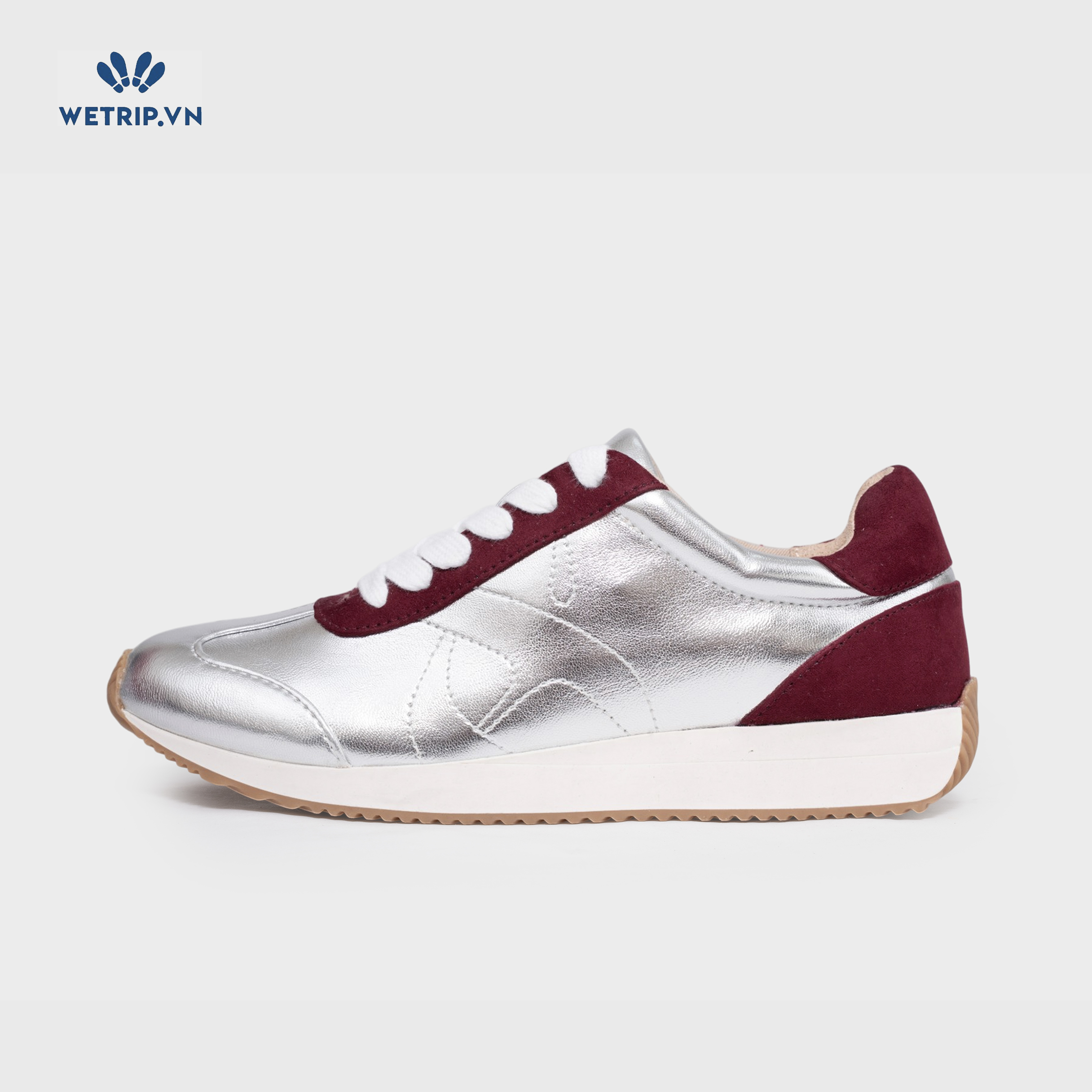 Sneakers Loft (da, bạc gót đỏ) Mã SN-LOFT-001-B