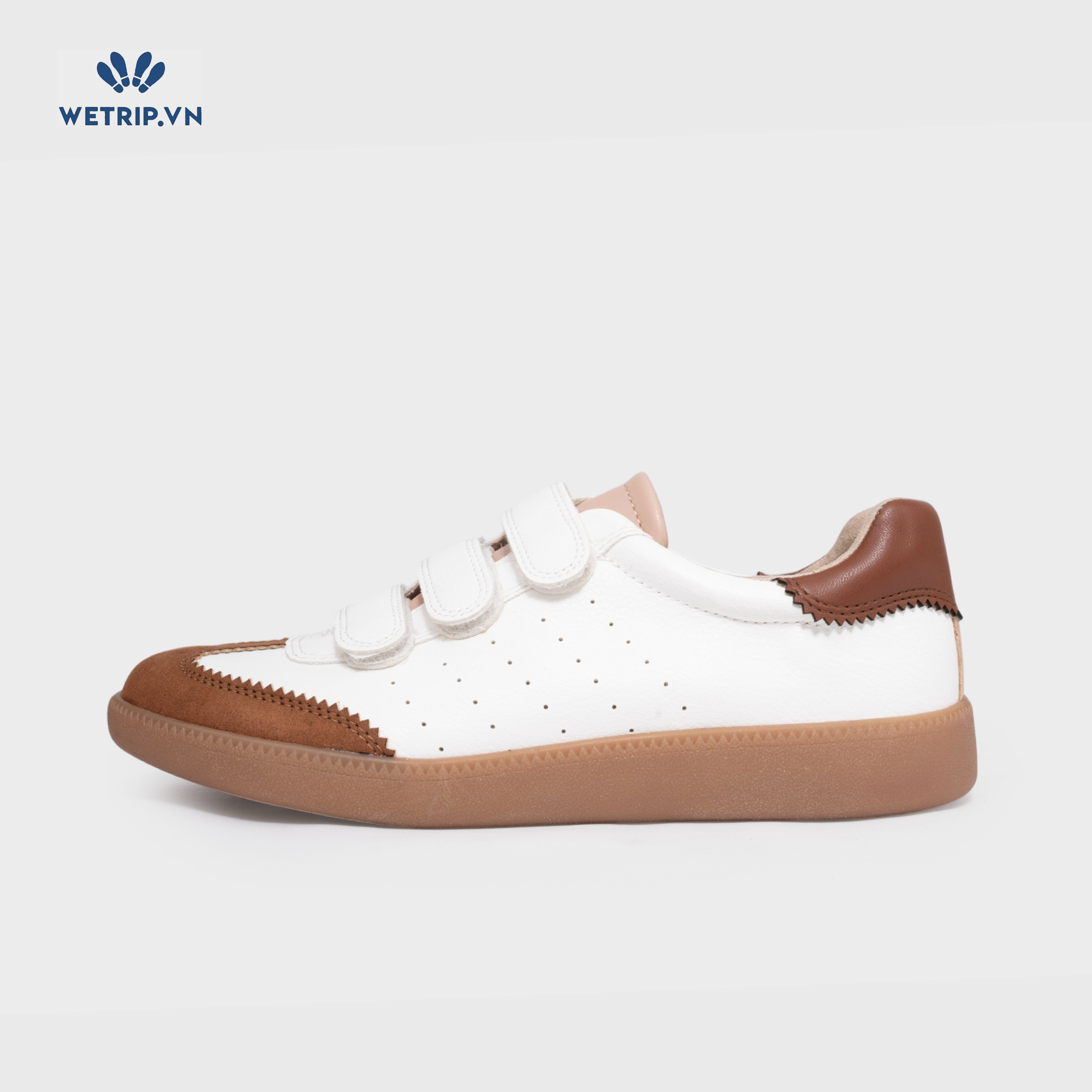 Sneakers Loft (trắng gót nâu, đế nâu) Mã SN-LOFT-002-B