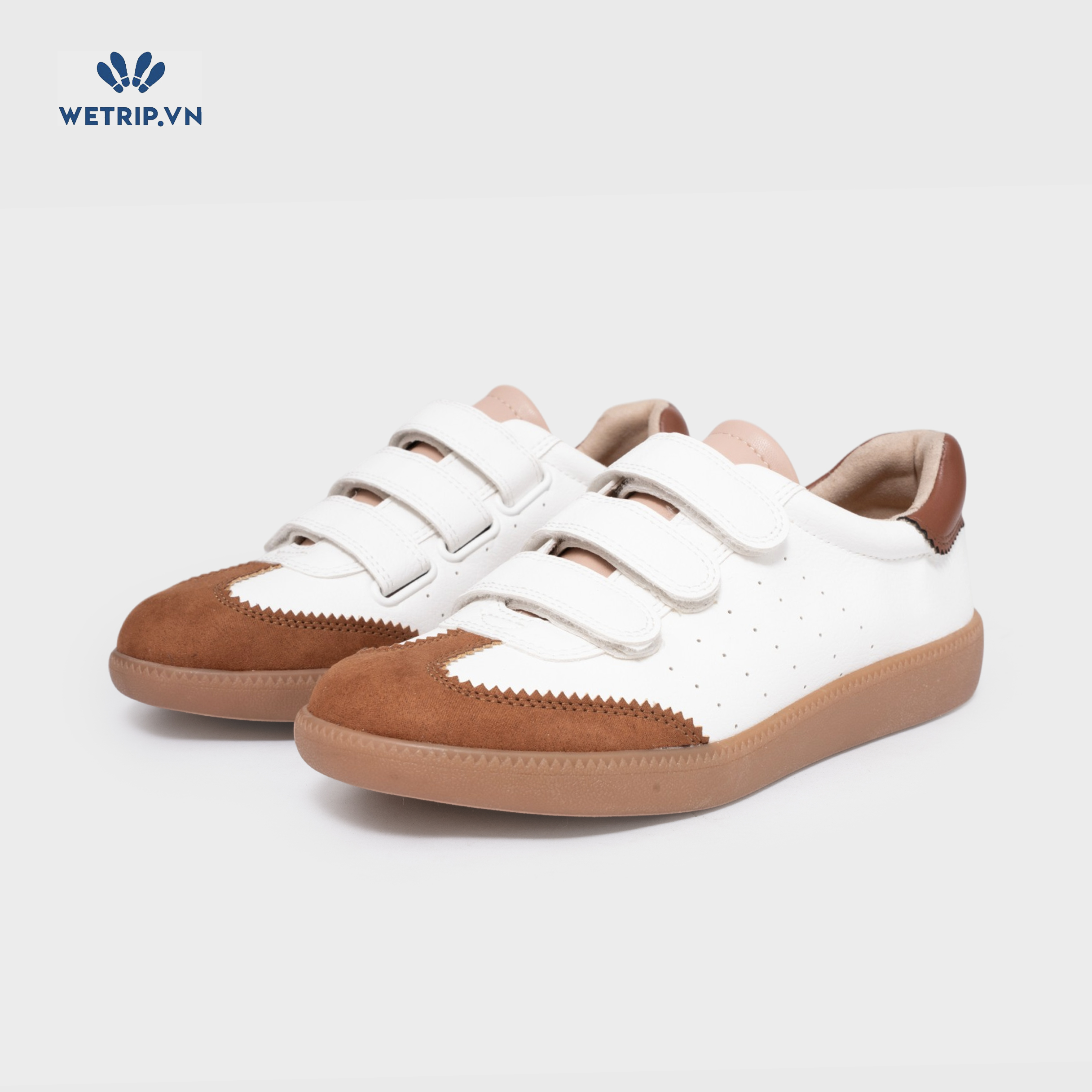 Sneakers Loft (trắng gót nâu, đế nâu) Mã SN-LOFT-002-B
